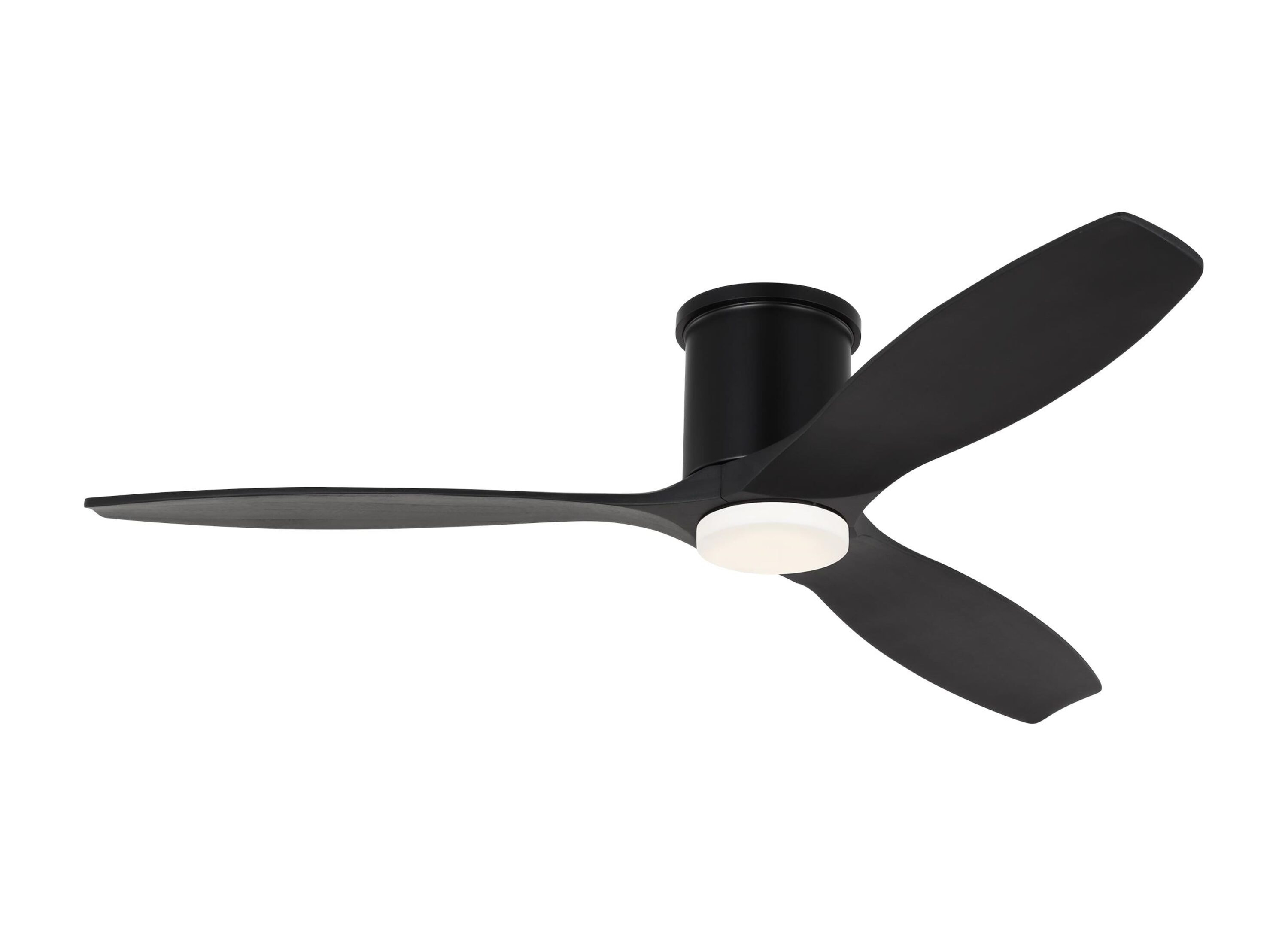 Generation Lighting Collins Smart Hugger LED 52-in Integrated LED Flush Mount Smart Midnight Black with Midnight Black Blades Ceiling Fan With Light - Remote Included ( 3 -Blade )