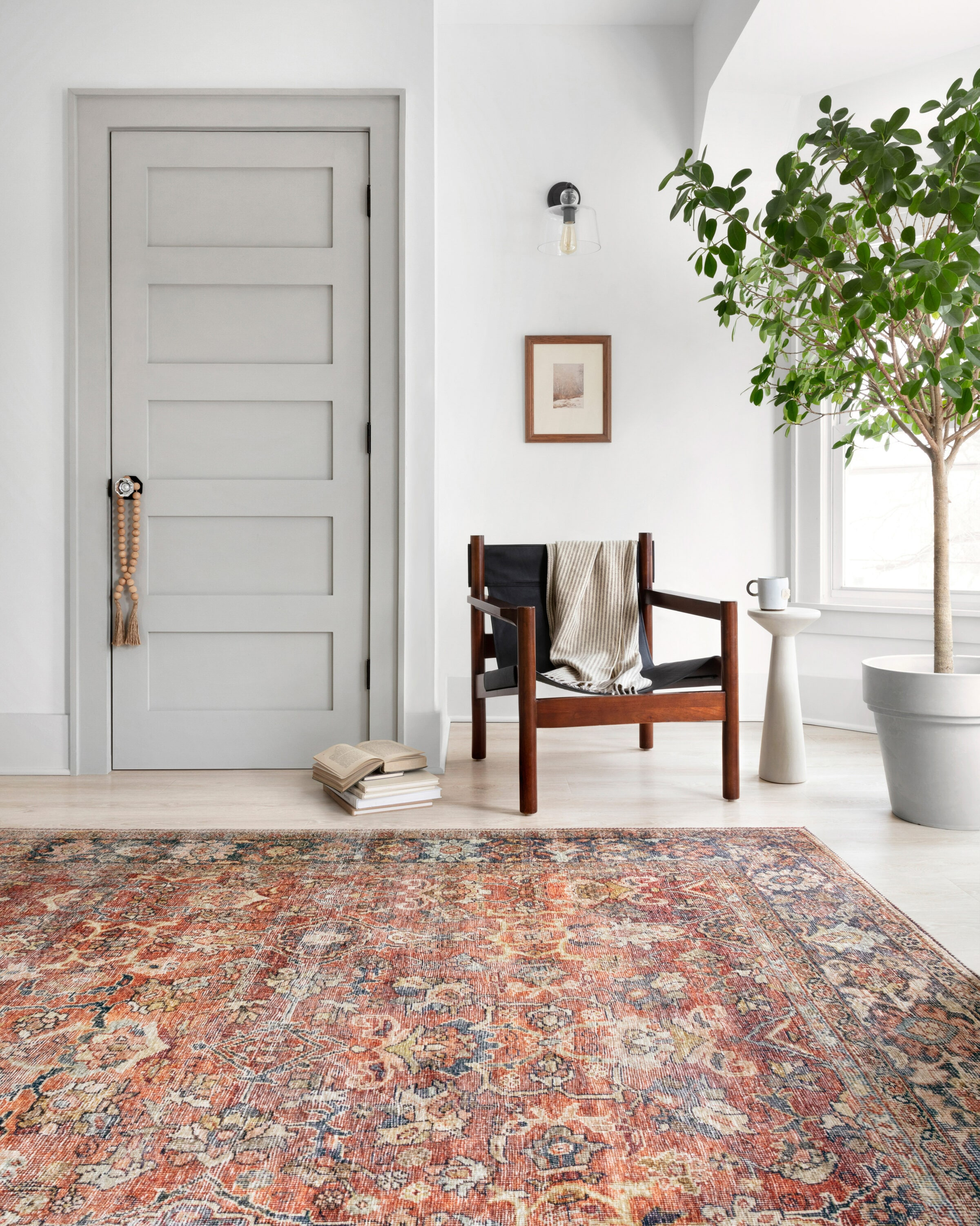 Loloi II Layla Printed Oriental Distressed Spice / Marine Area Rug