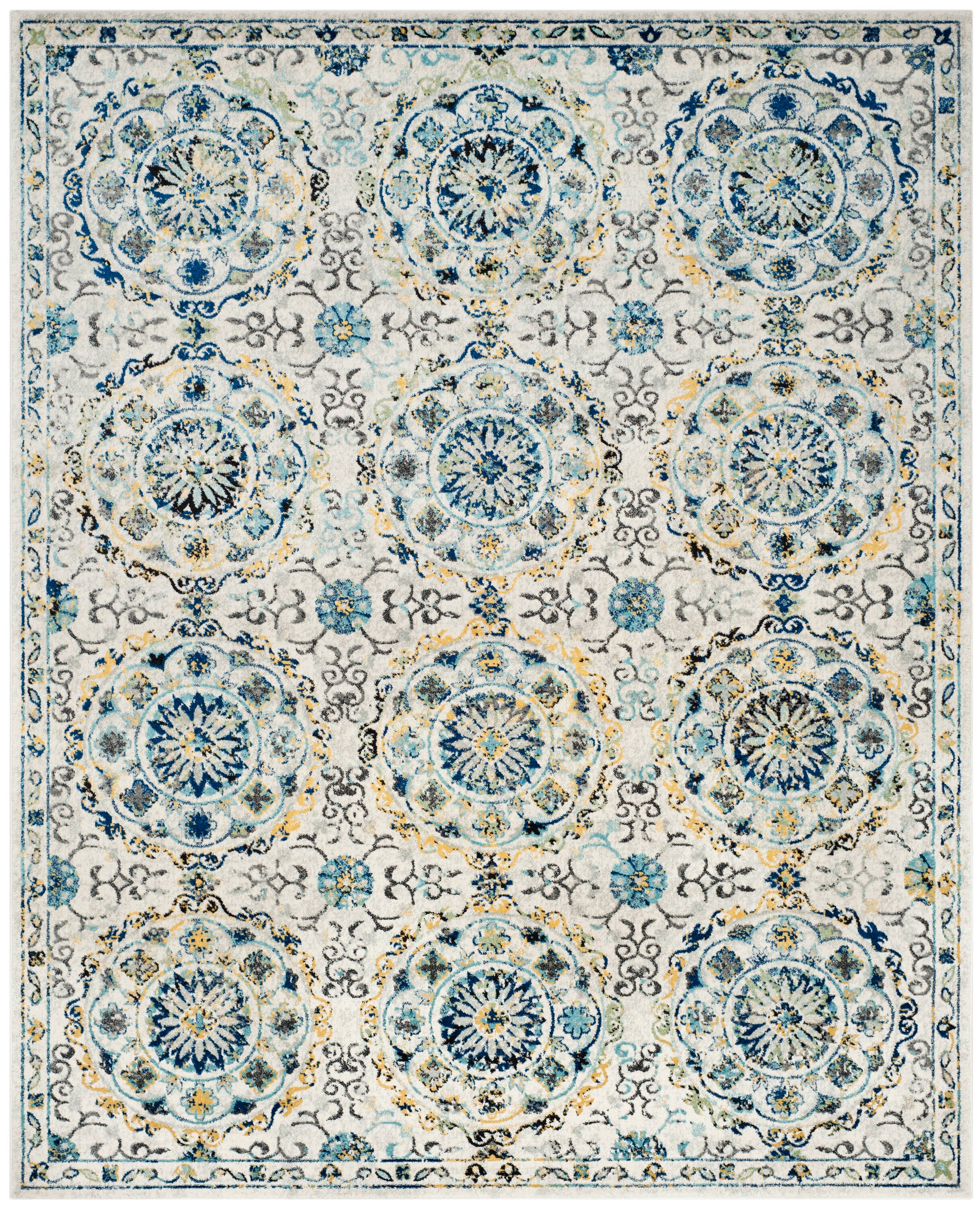 SAFAVIEH Evoke Rado Bordered Area Rug, Ivory/Blue, 9' x 12'