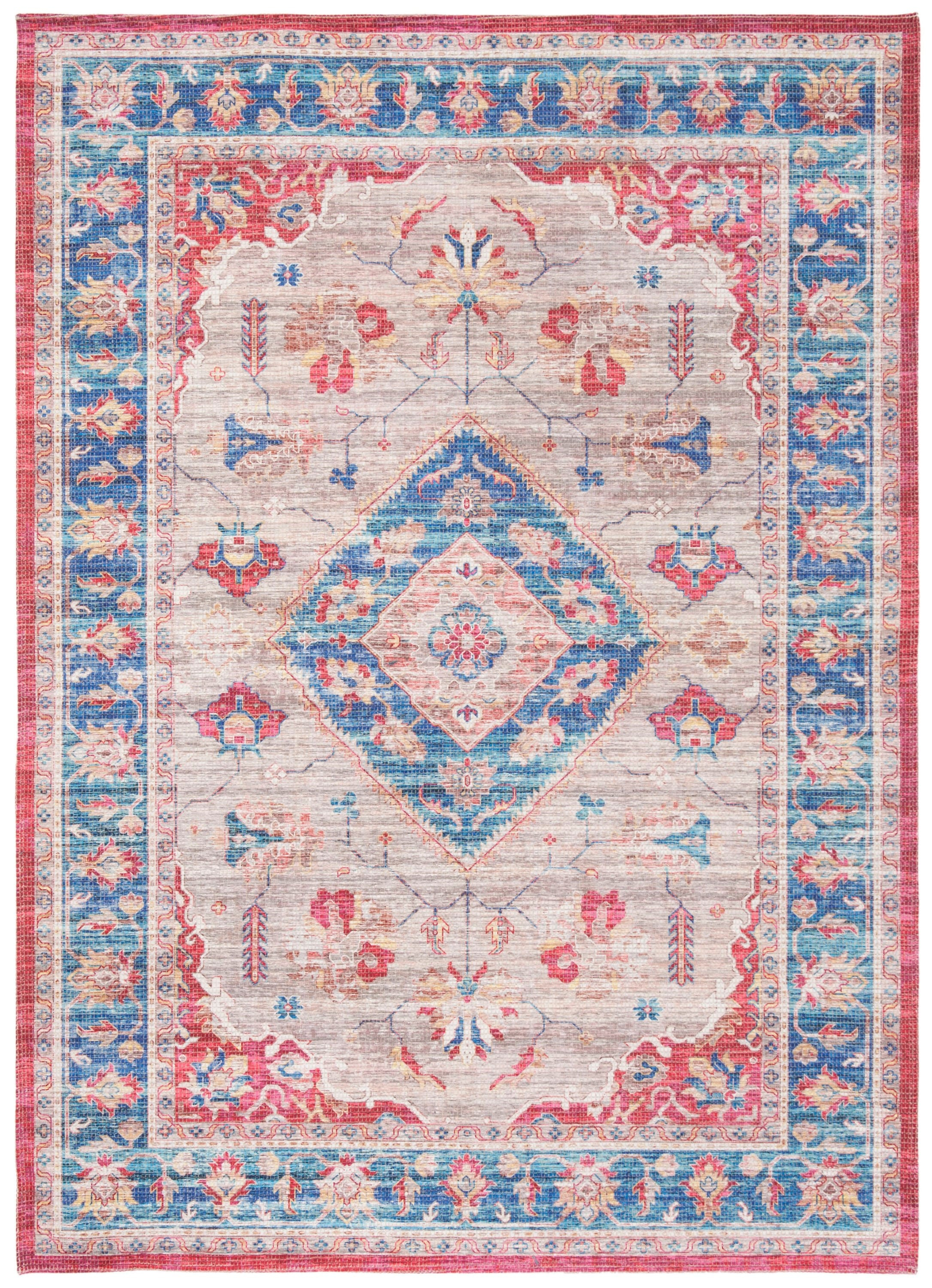 SAFAVIEH Saffron Cara Floral Bordered Area Rug, Rust/Ivory, 4' x 6'