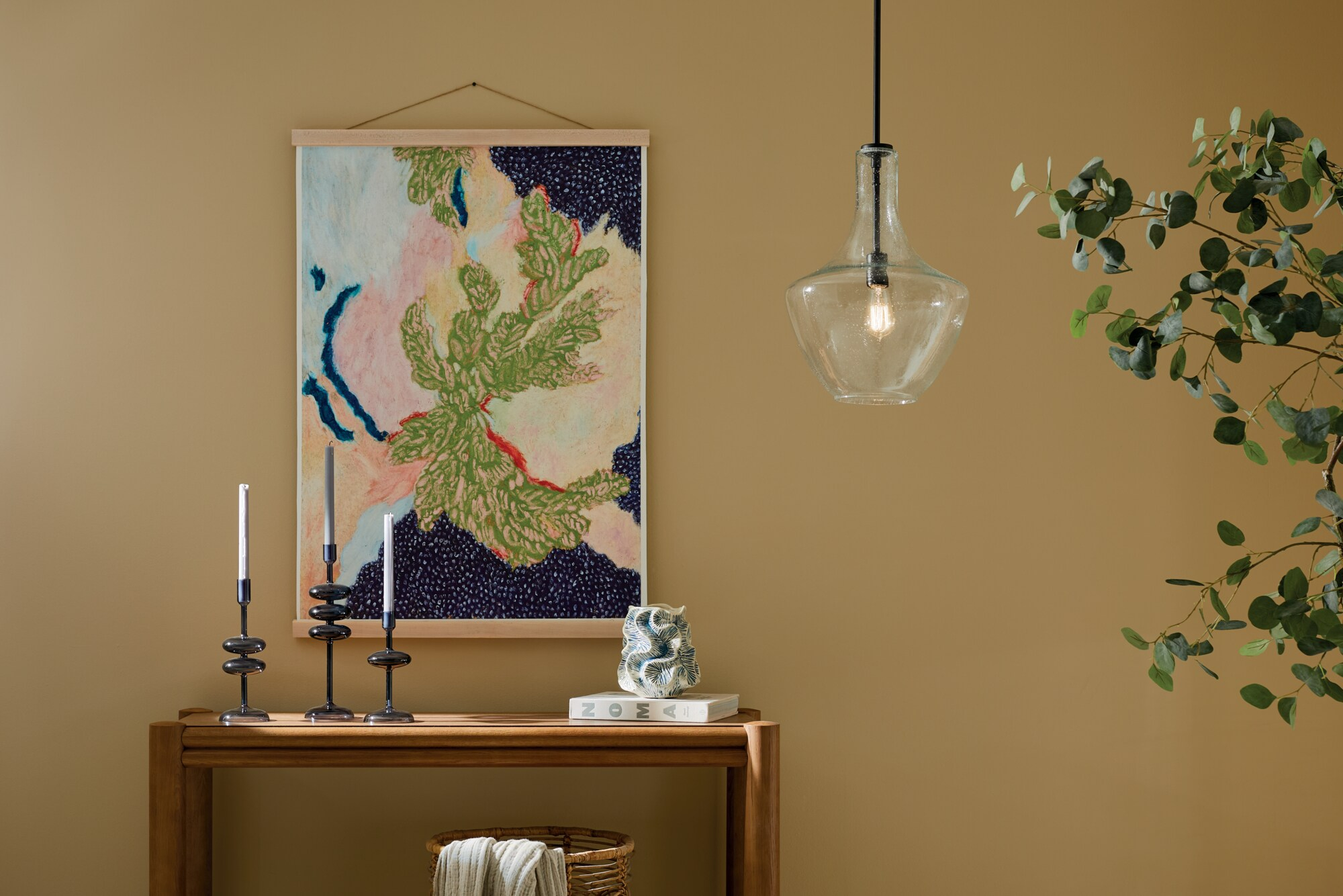 Black Bell Pendant with Clear Seeded Glass Shade