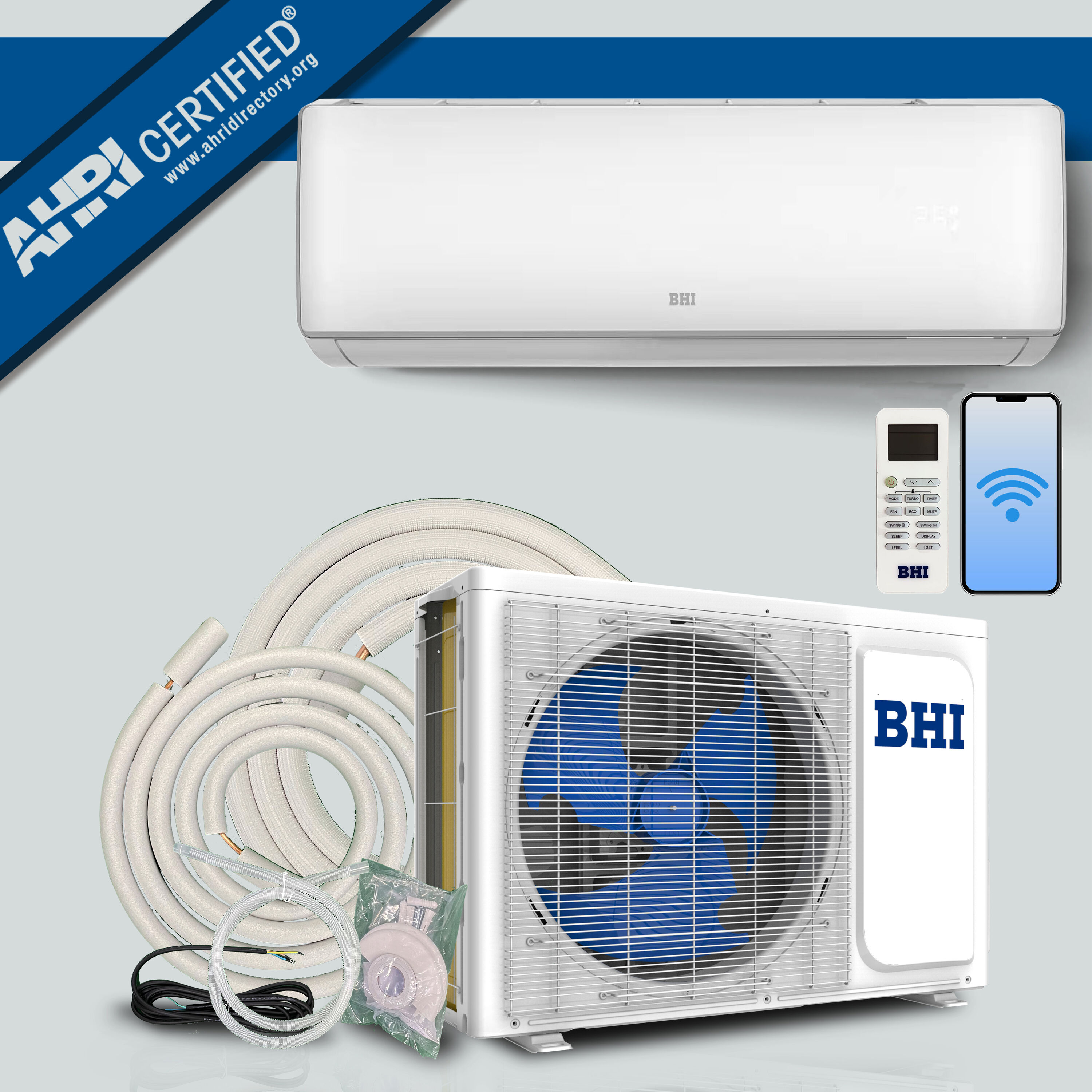 BHI 12000 BTU Wi-Fi Connected Ductless Mini Split Air Conditioner for 600 Square Feet with Heater and Remote Included