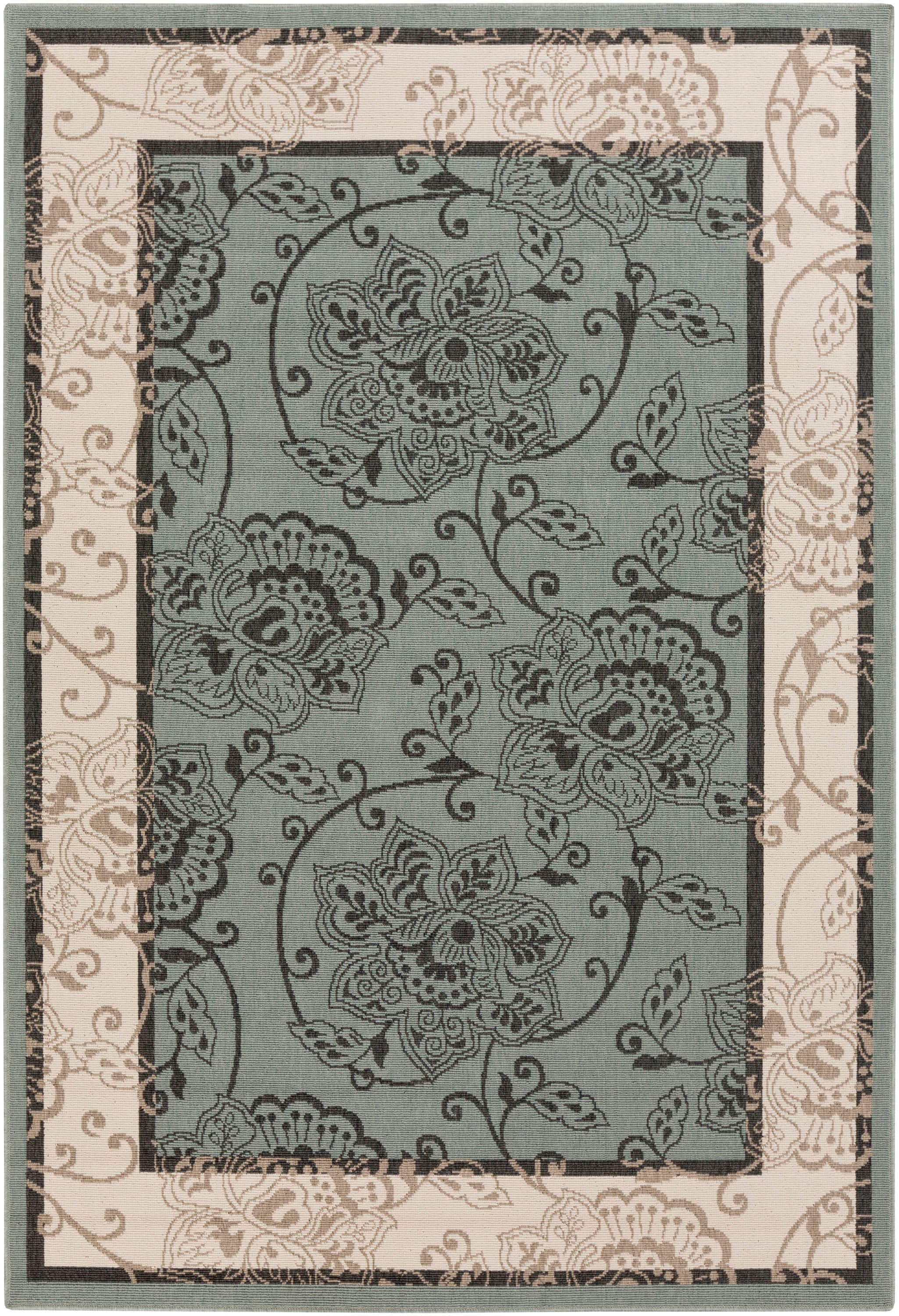 Livabliss Alfresco 5 x 8 (ft) Synthetic Sage Rectangular Indoor/Outdoor Floral/Botanical Tropical Area rug