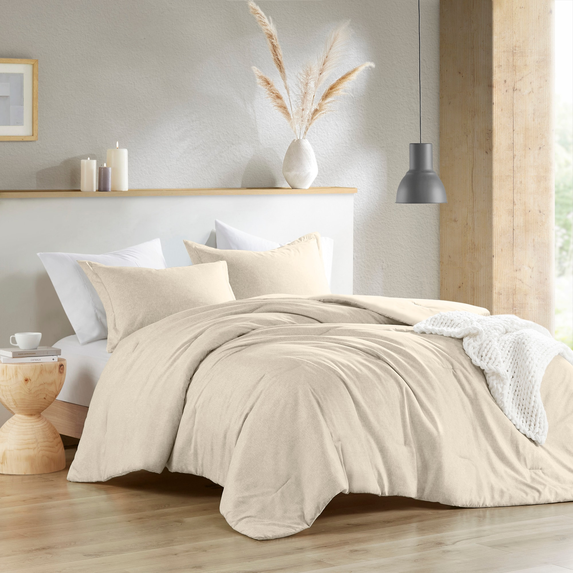 Comfort Spaces Twin Comforter Set - 2pcs (1 Microfiber Comforter & 1shams) Farmhouse Bedding Comforter for All Seasons Boho Bedding Set, Lightweight Solid Bed Comforter Sets,Twin/Twin XL, Taupe