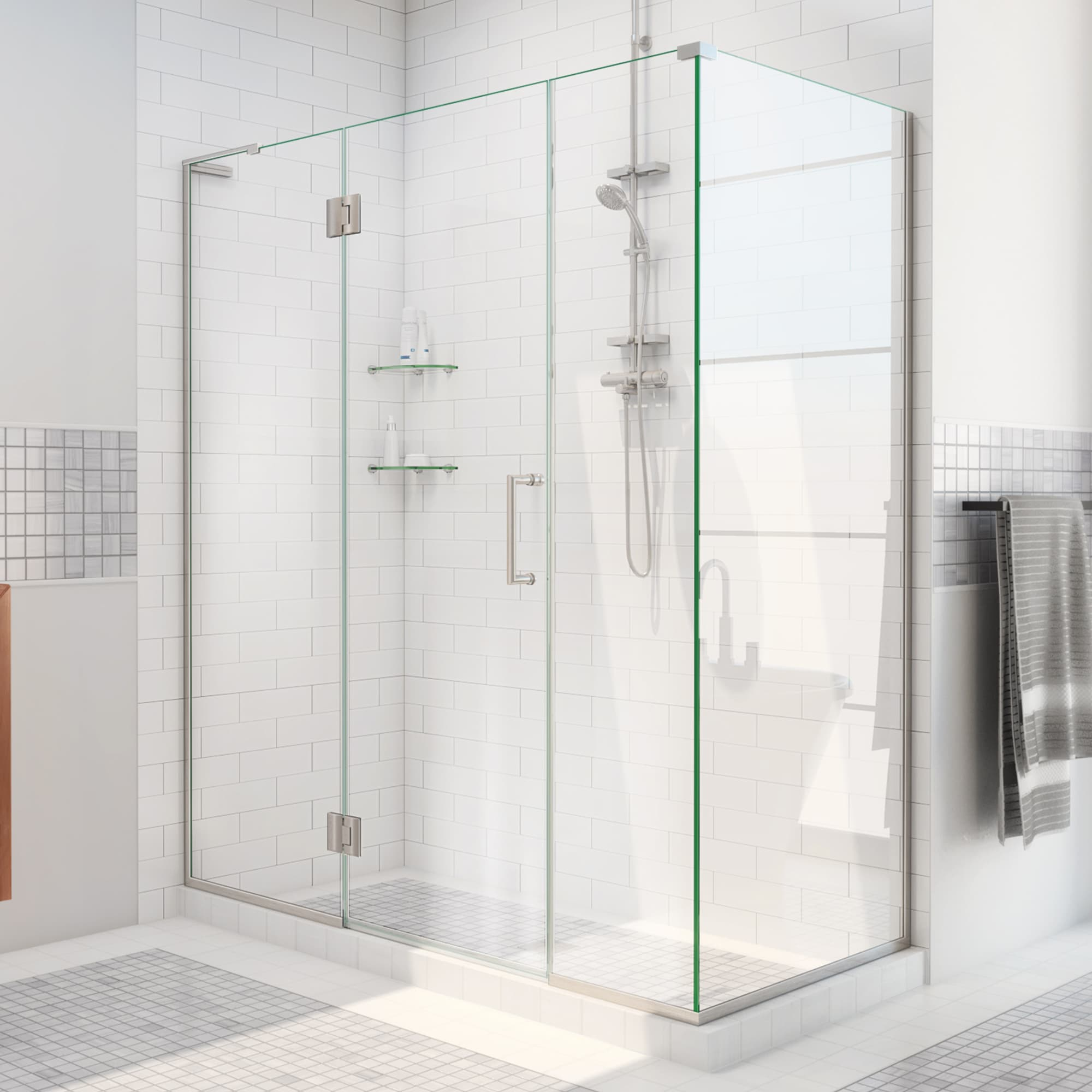 Unidoor-X 47" W x 34.38" D x 72" H Frameless Rectangle Shower Enclosure