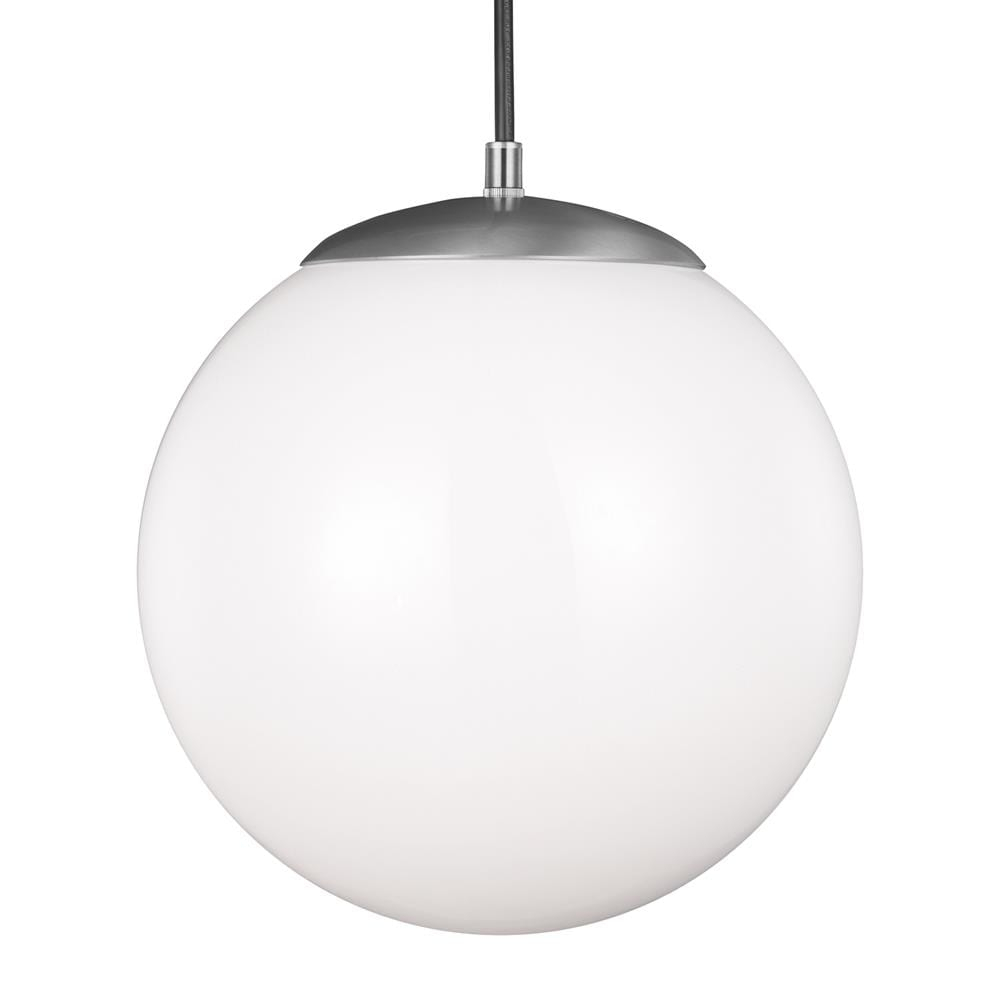 Satin Aluminum 12" Globe Pendant Light with Smooth White Glass Diffuser