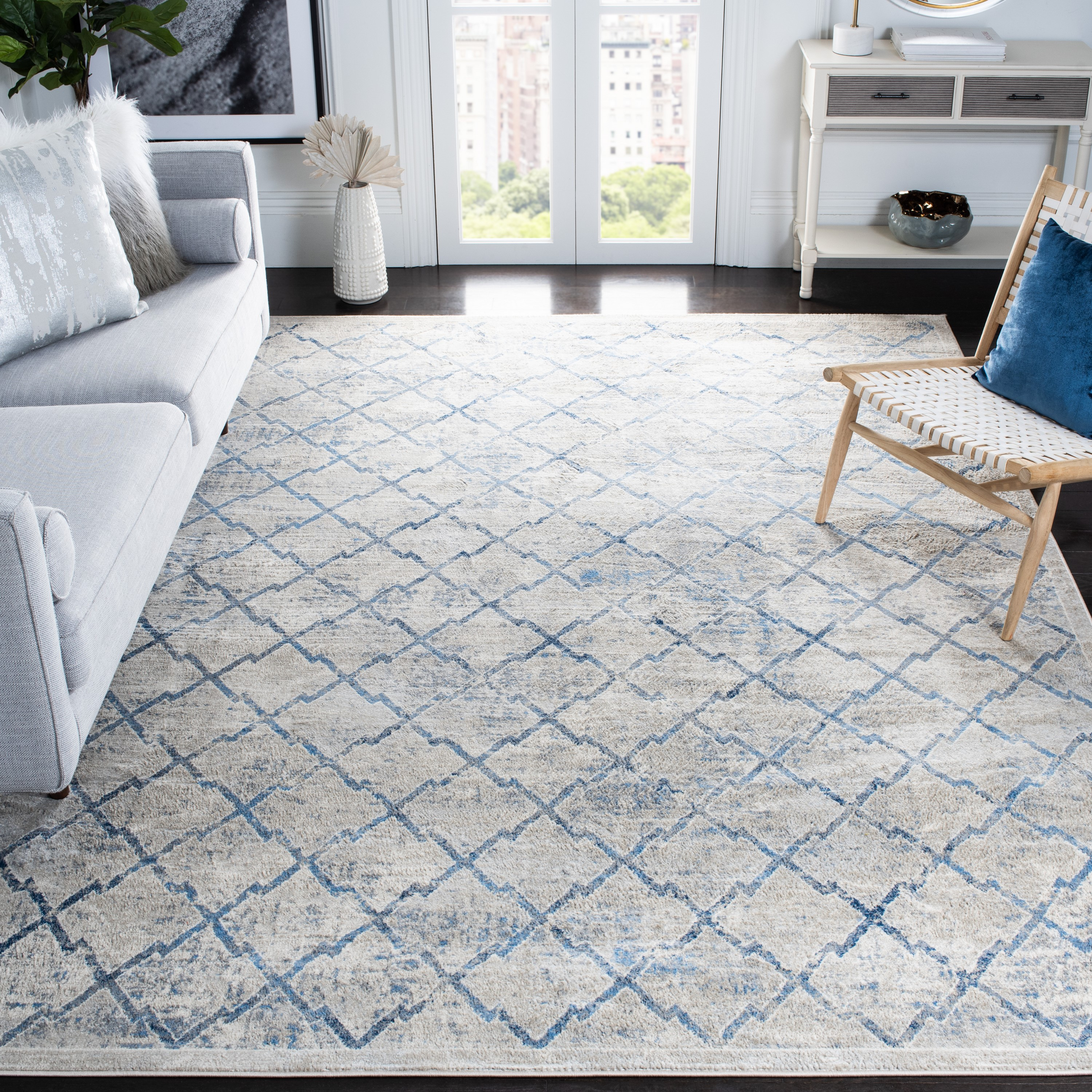 SAFAVIEH Brentwood Celandine Geometric Area Rug, 12' x 18', Light Grey/Blue