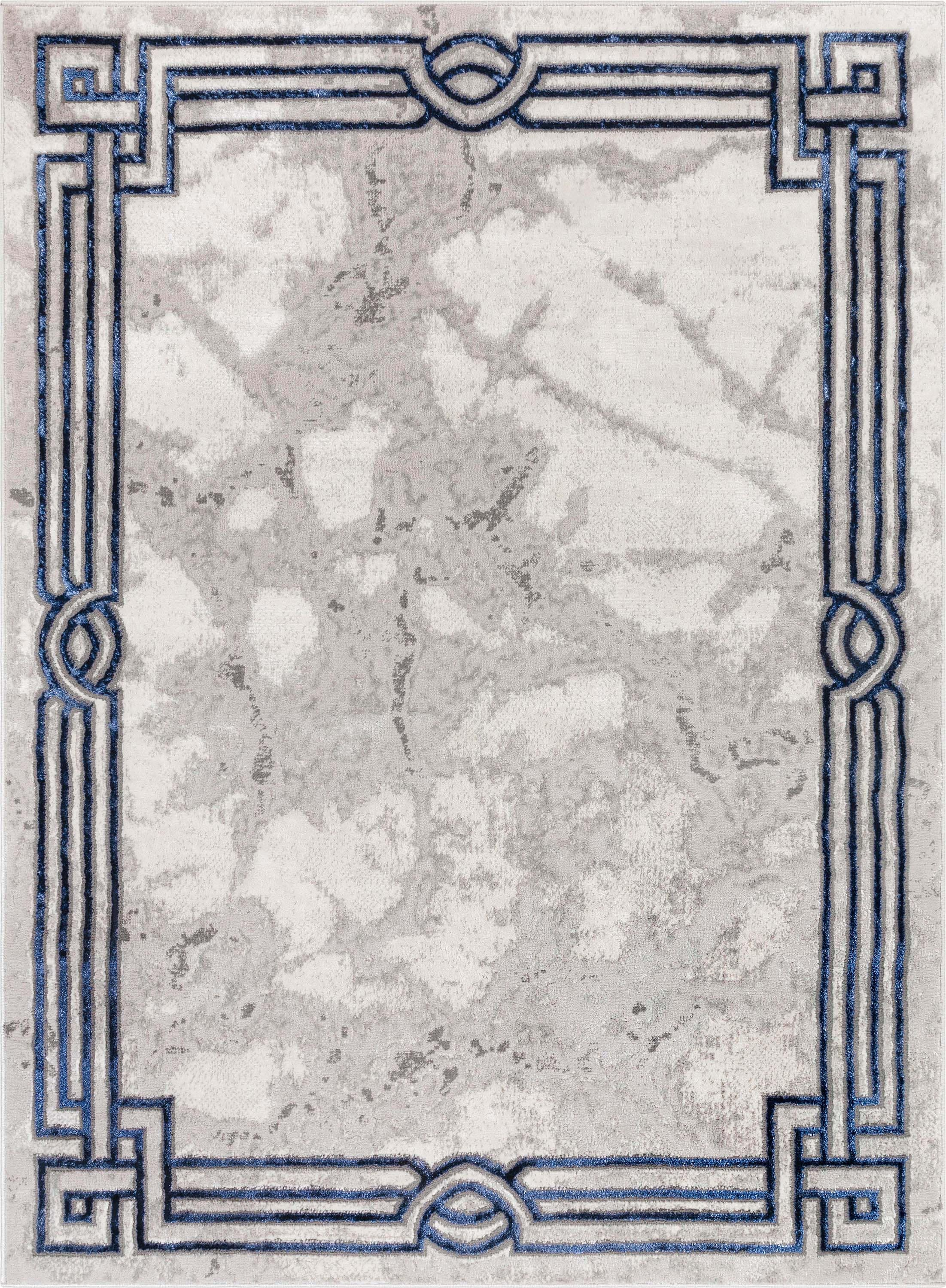 Well Woven Fairmont 3 x 5 (ft) Loomed Polypropylene Blue Rectangular Indoor Abstract Mid-Century Modern Area rug
