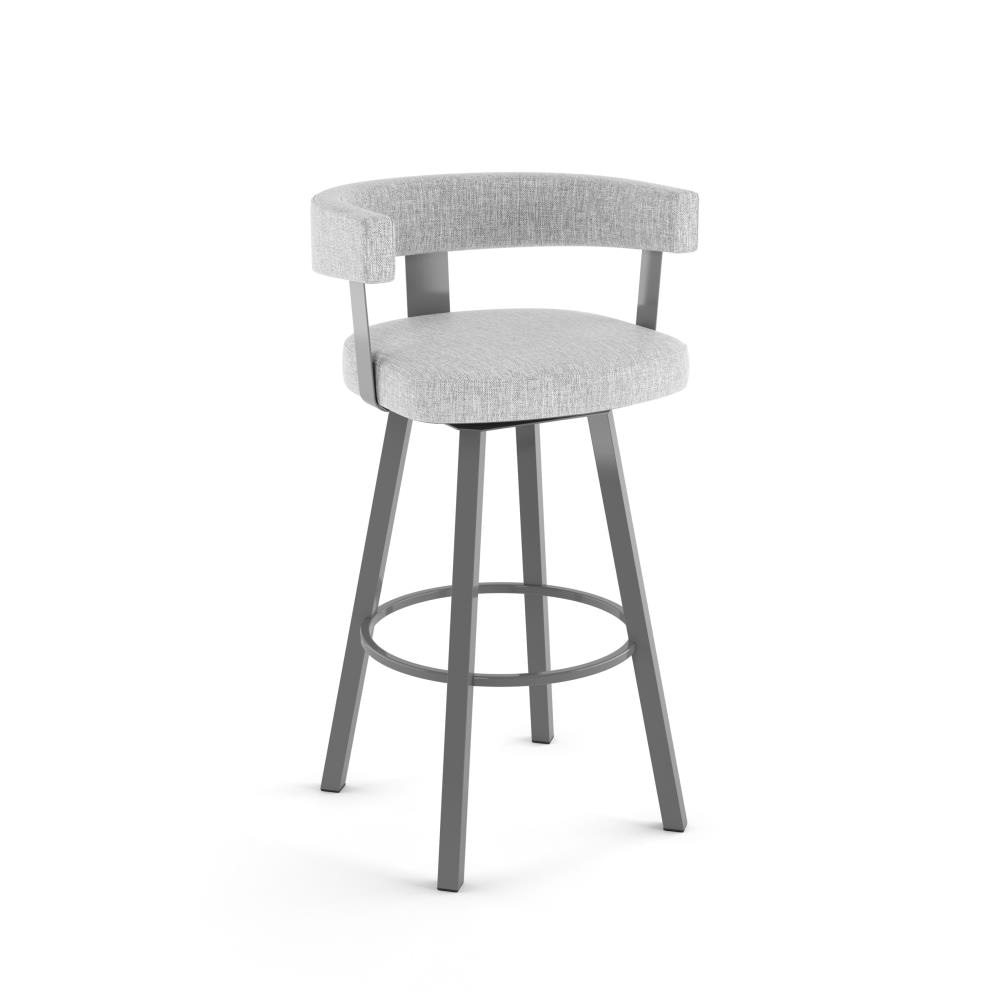 Amisco Parker 26 In. Swivel Counter Stool - Grey White Polyester / Metallic Grey Metal