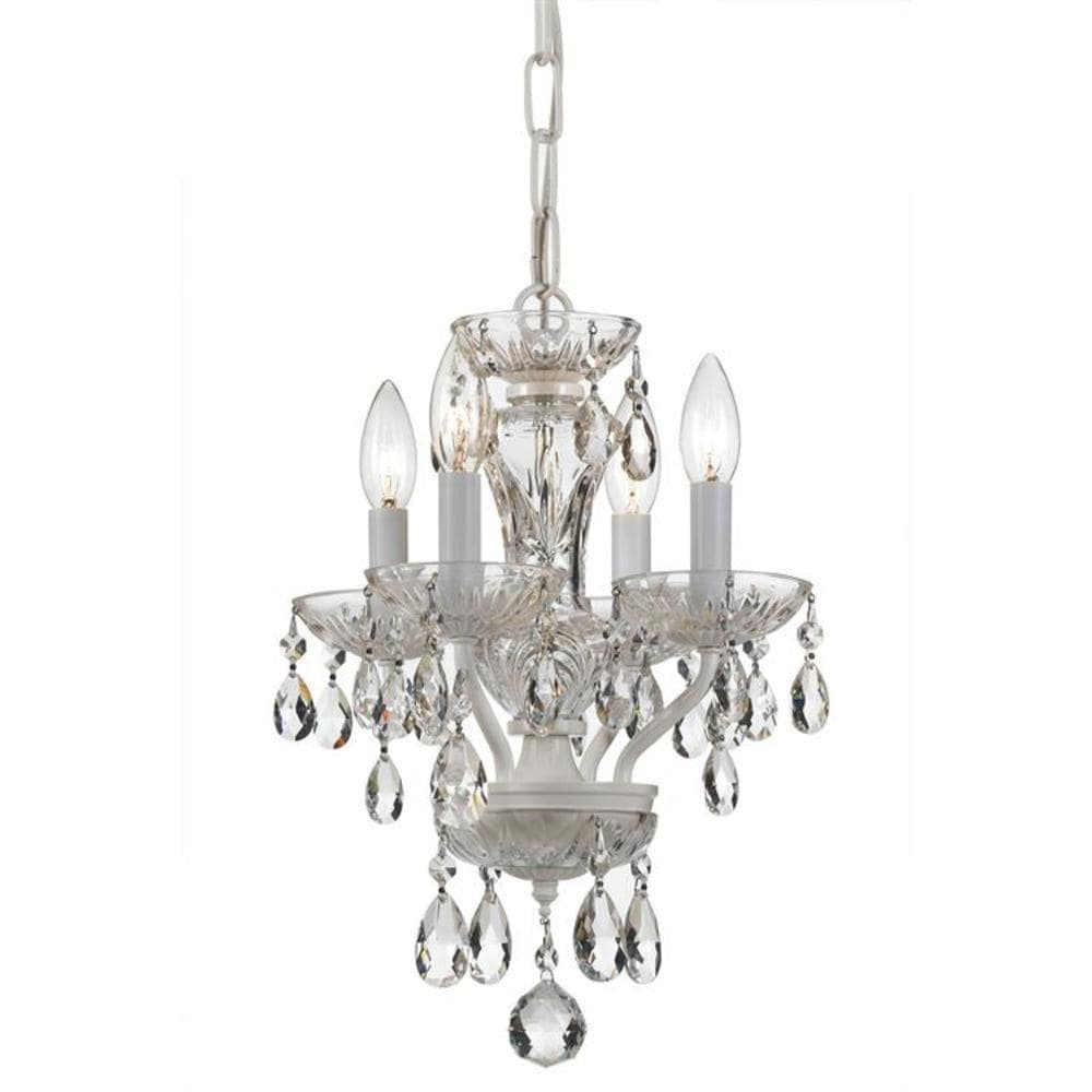 5534-WW-CL-S-Crystorama Lighting-Traditional Crystal - 15 Inch 4 Light Chandelier-Swarovski Strass Crystal Type-Wet White Finish   -Traditional