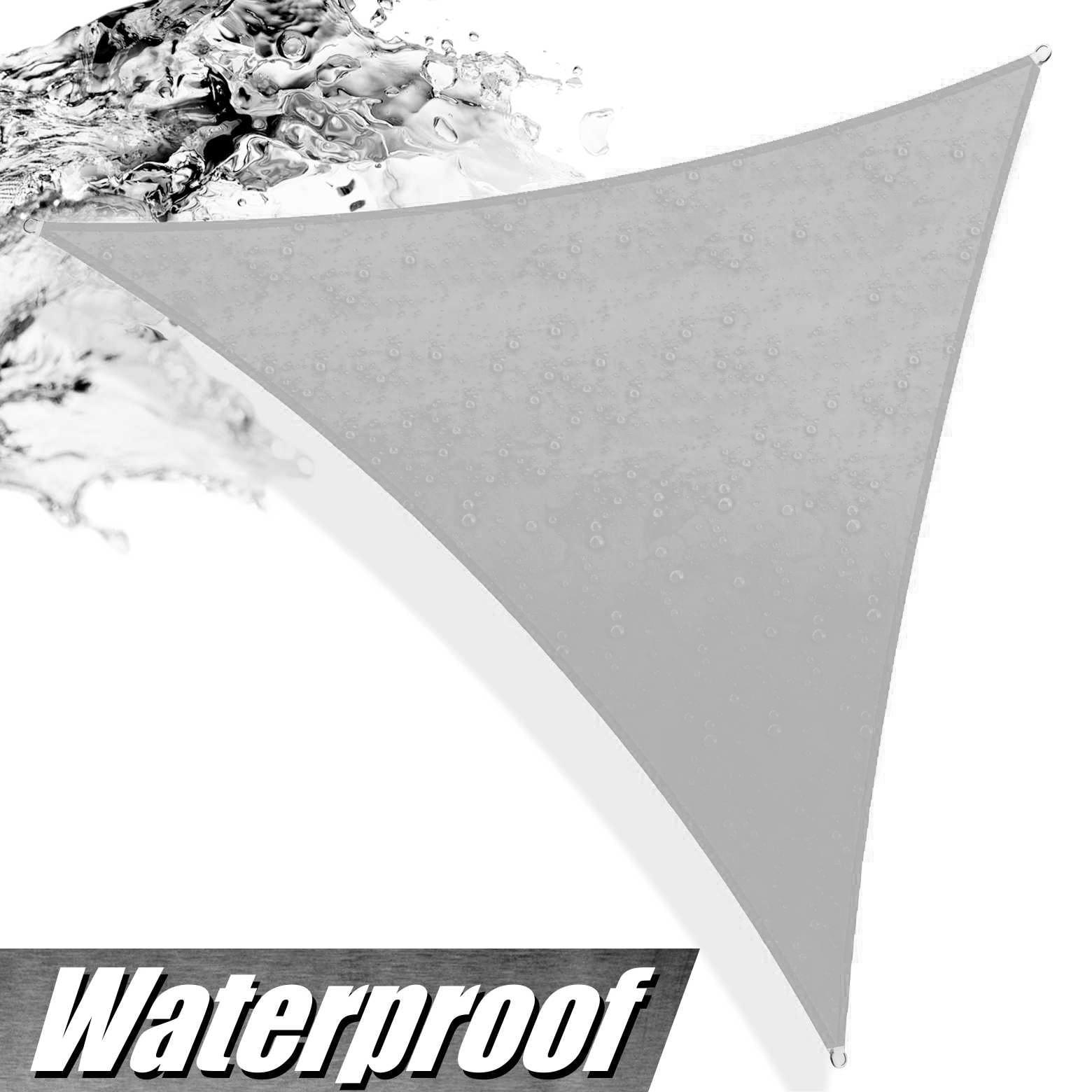 ColourTree 12' x 12' x 12' Grey Triangle Waterproof Sun Shade Sail Canopy Awning Shelter, 95% UV Blockage Water Resistant, Outdoor Patio Garden Carport (We Customize Size)