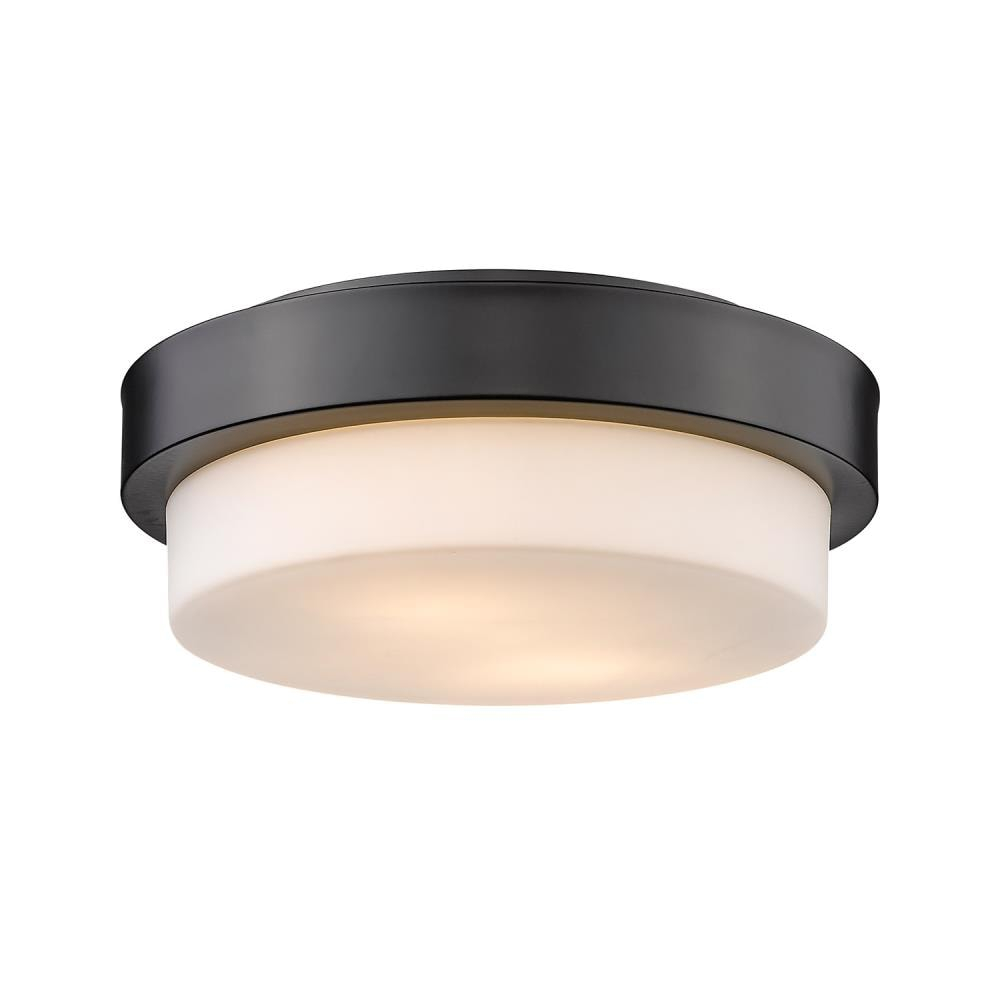 Golden Lighting Multi-Family 11" 2-Light Flush Mount in Matte Black with Opal Glass