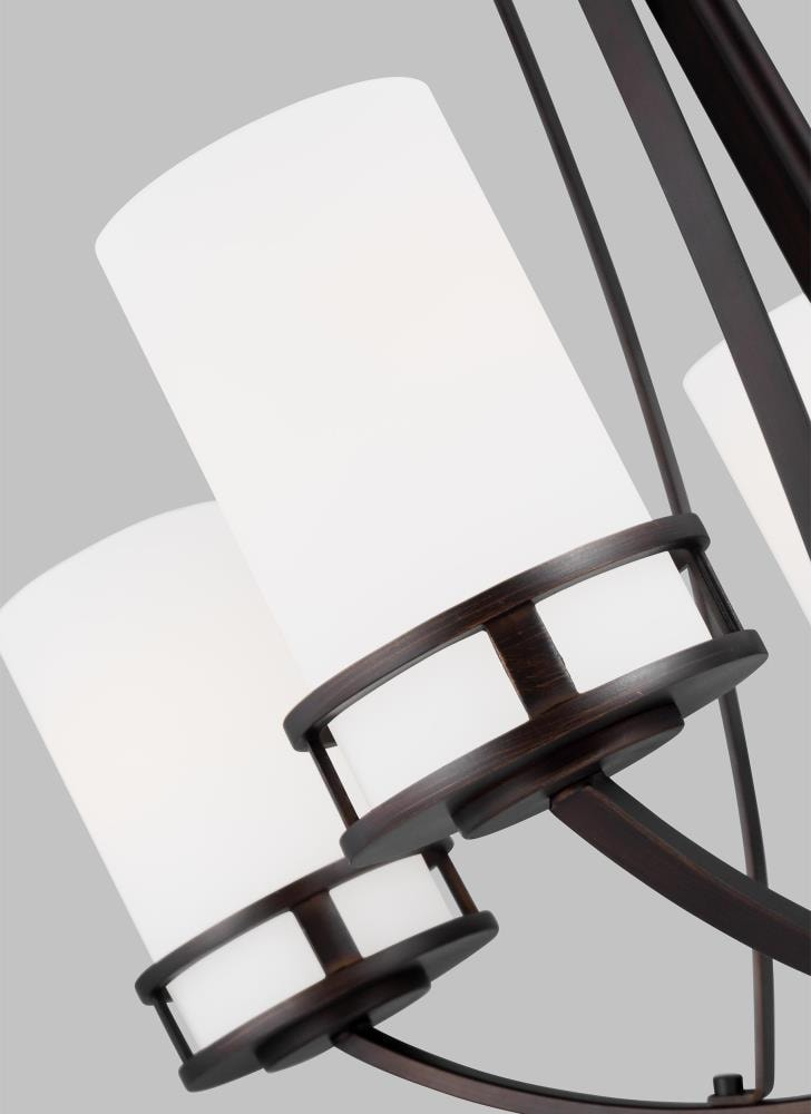 Robie Bronze 5-Light Chandelier with Etched White Glass