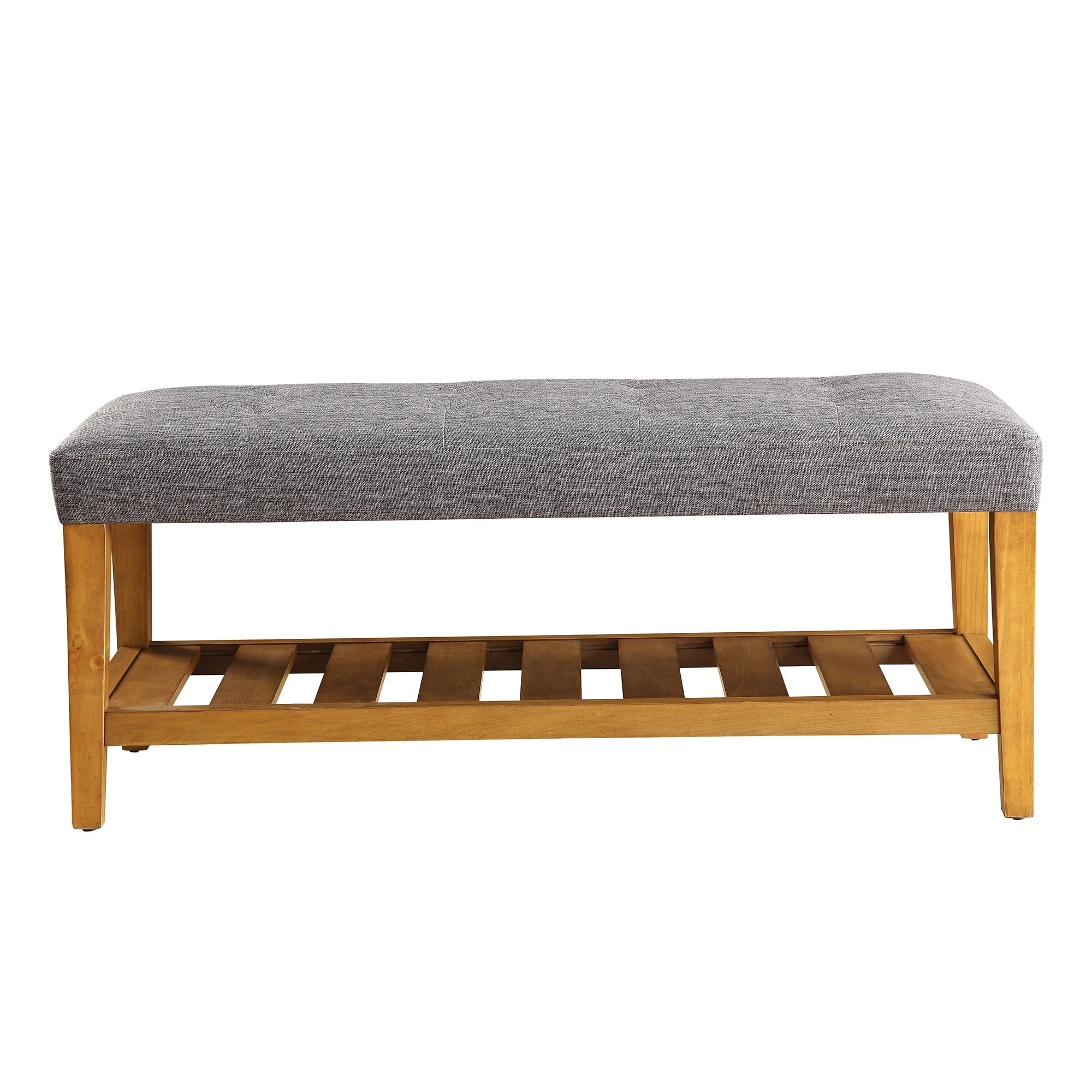 Benzara Wooden Bench, Gray & Oak