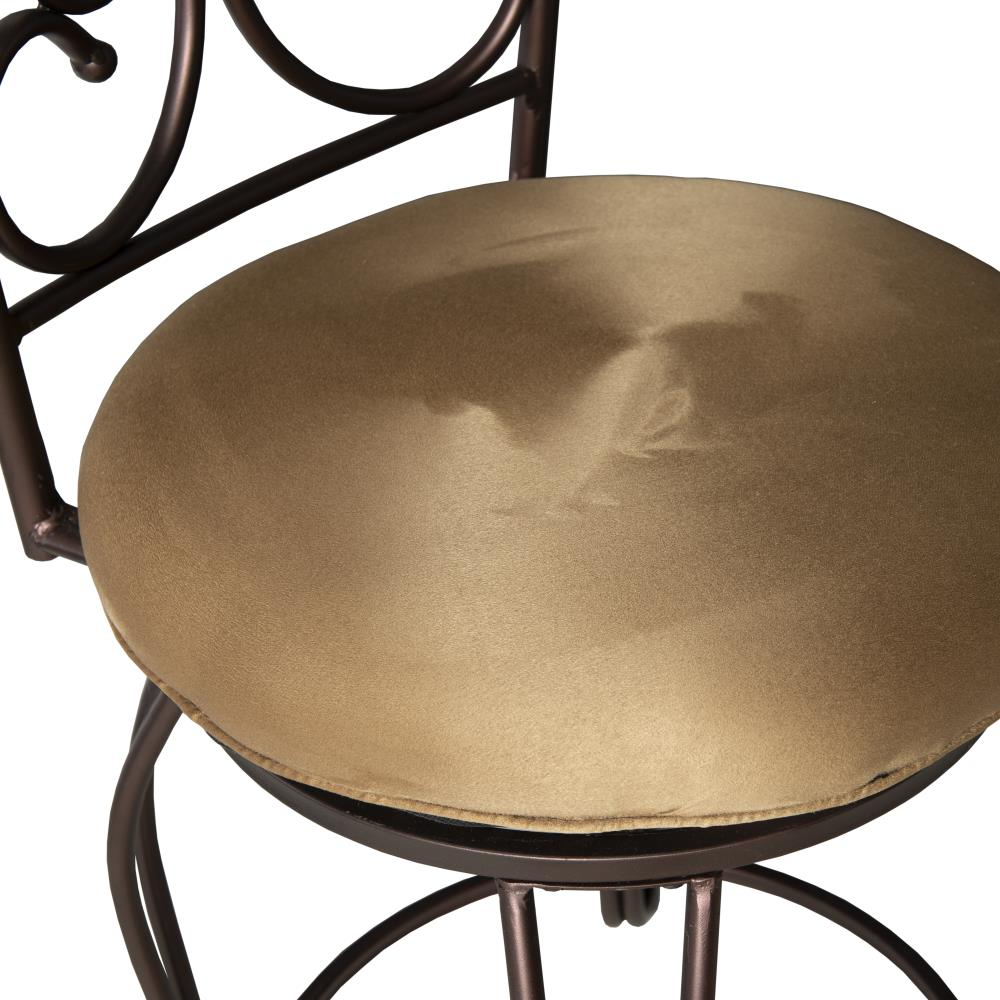 Linon Gathered Back Counter Stool, Brown, 24 inch Seat Height, Light Brown with Caramel Fabric