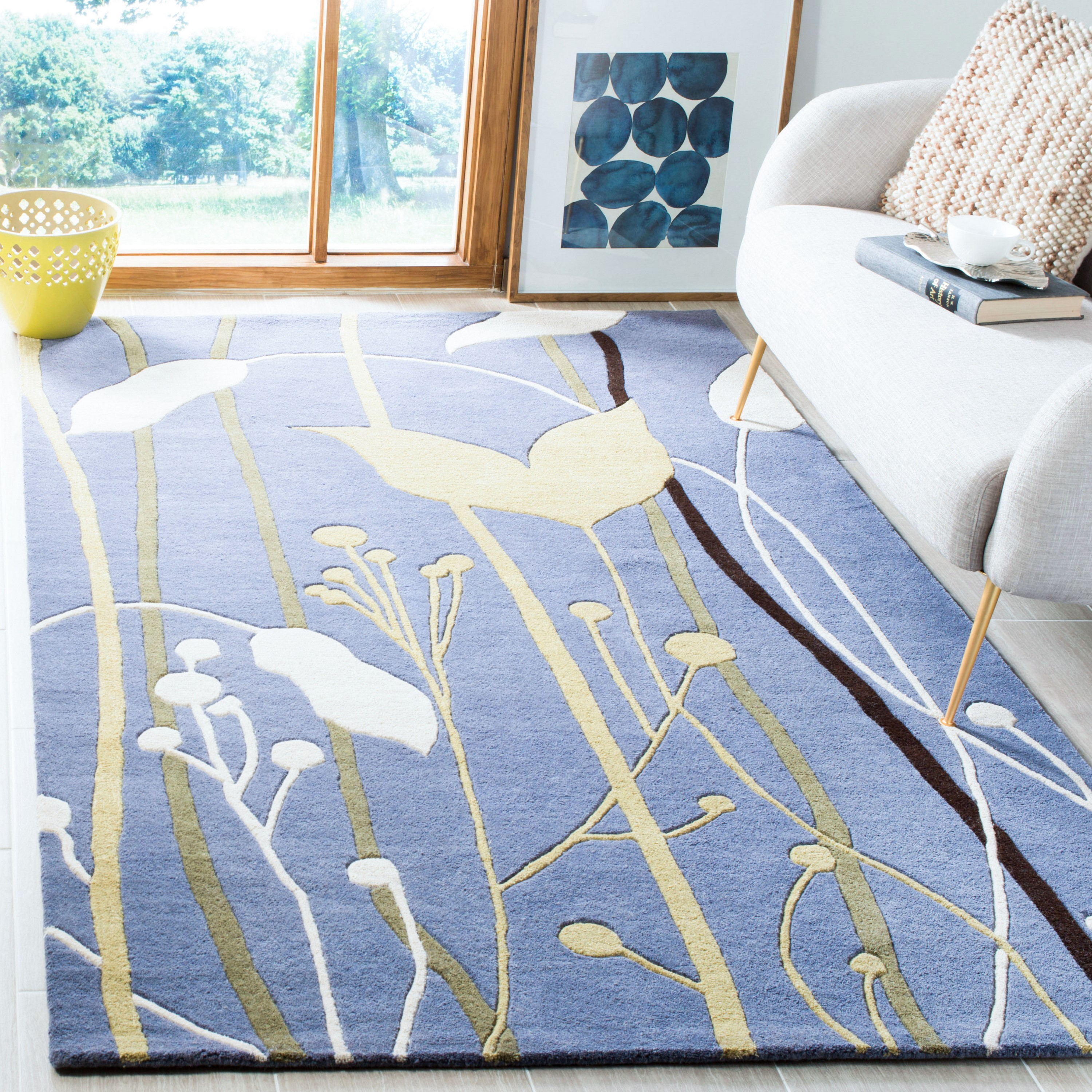 SAFAVIEH Soho Jordan Floral Wool Area Rug, Blue/Multi, 3'6" x 5'6"