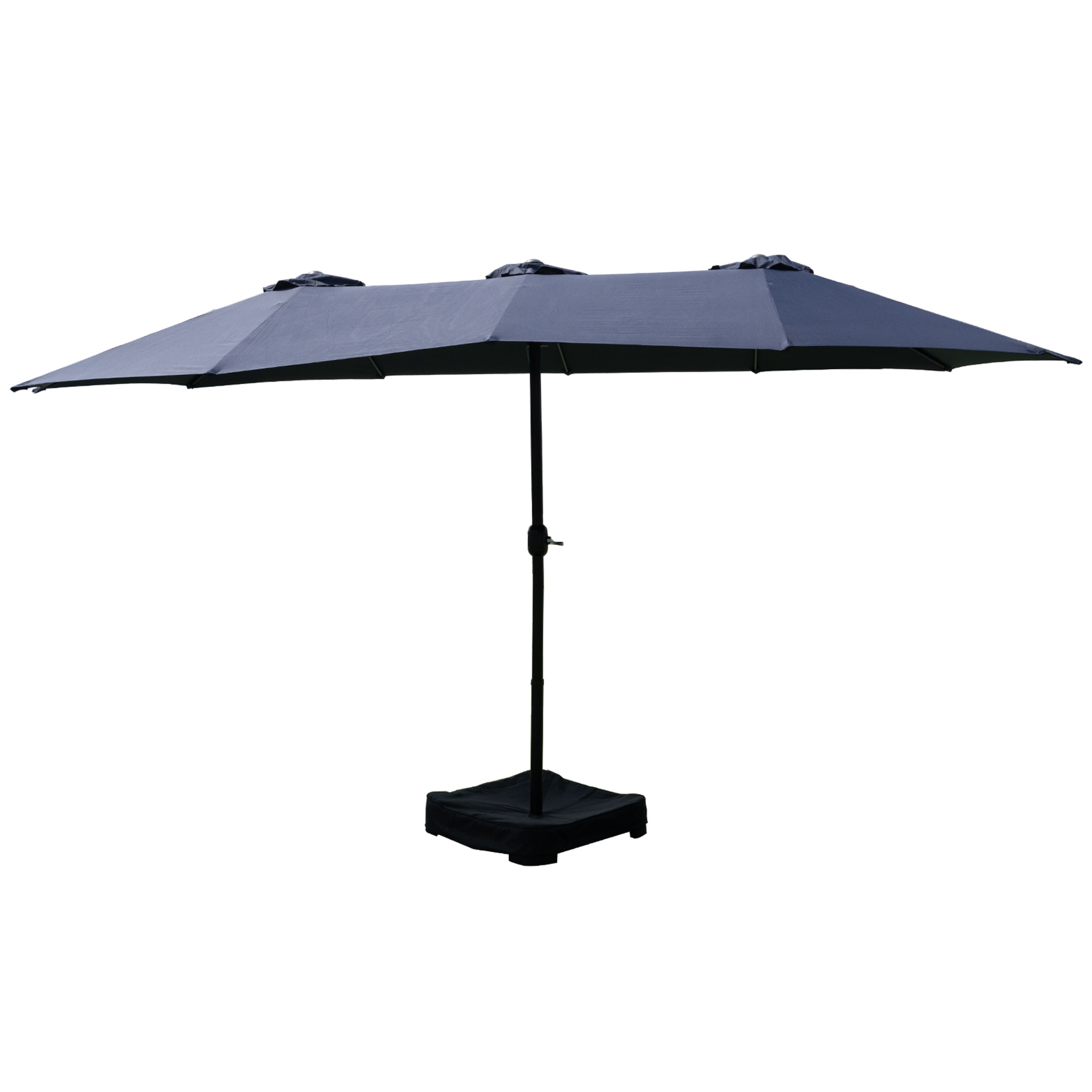 15 ft. x 9 ft. Market Double-Sided Patio Umbrella Extra-Large Waterproof Twin Umbrellas in Navy Blue