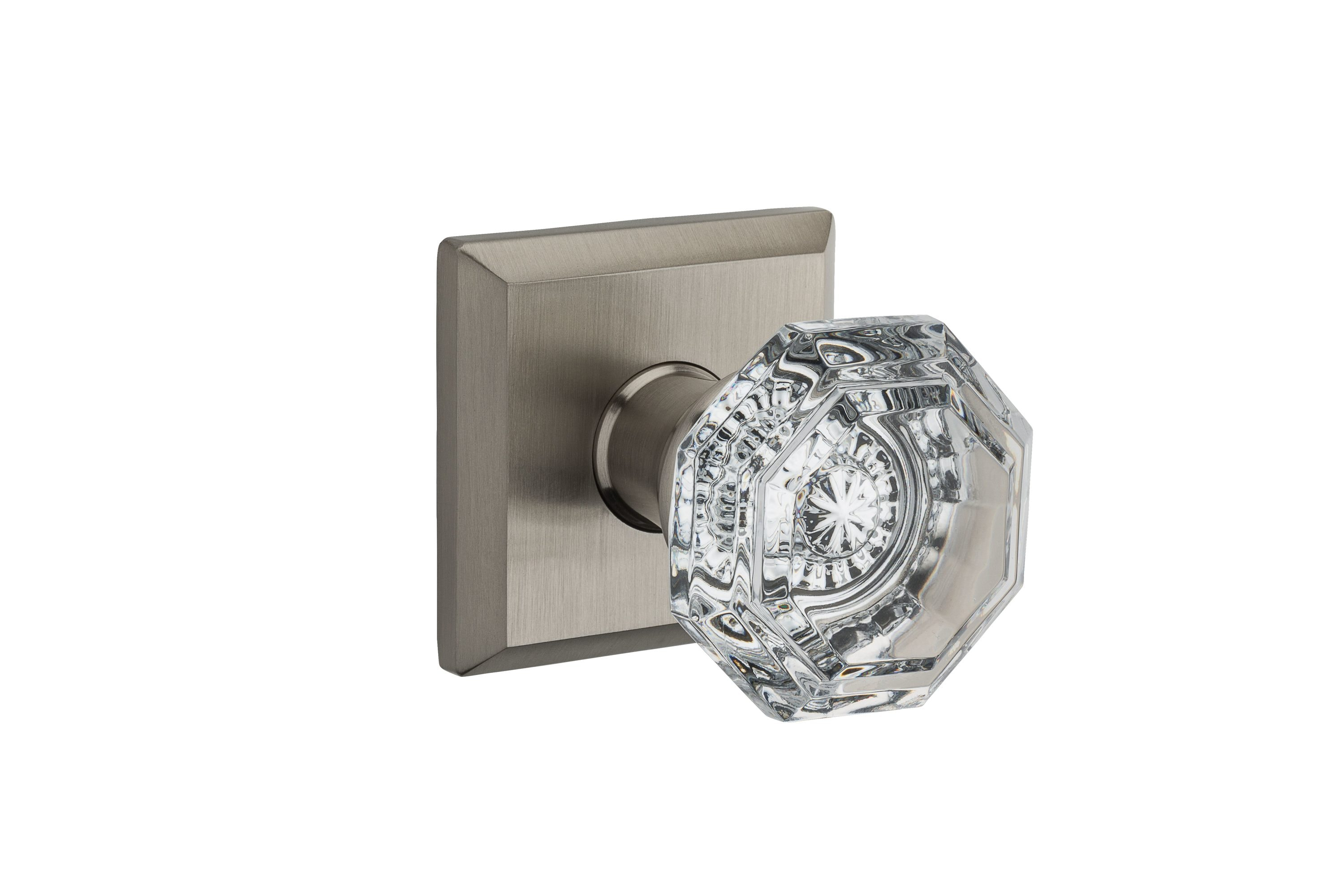 Crystal Passage Door Knob with Traditional Square Rose