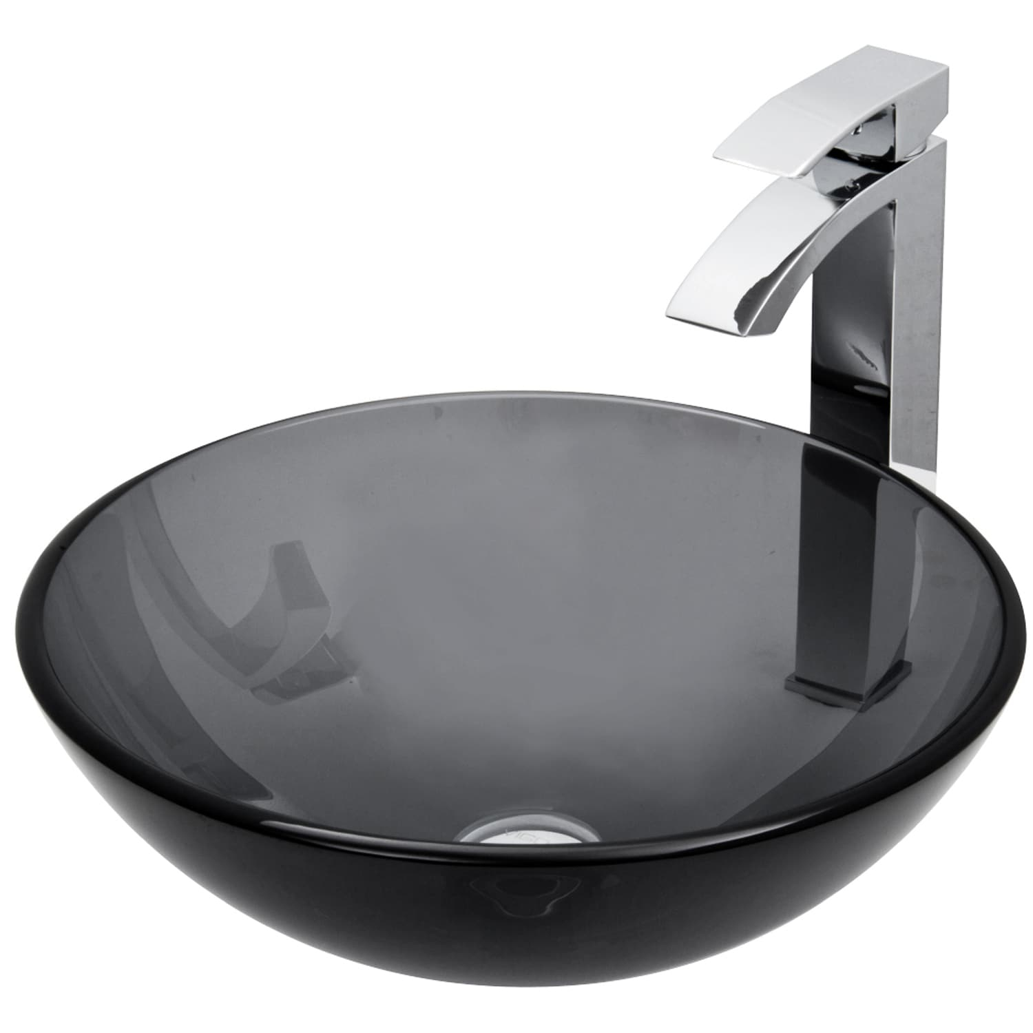 Glass Handmade Circular Vessel Bathroom Sink with Faucet