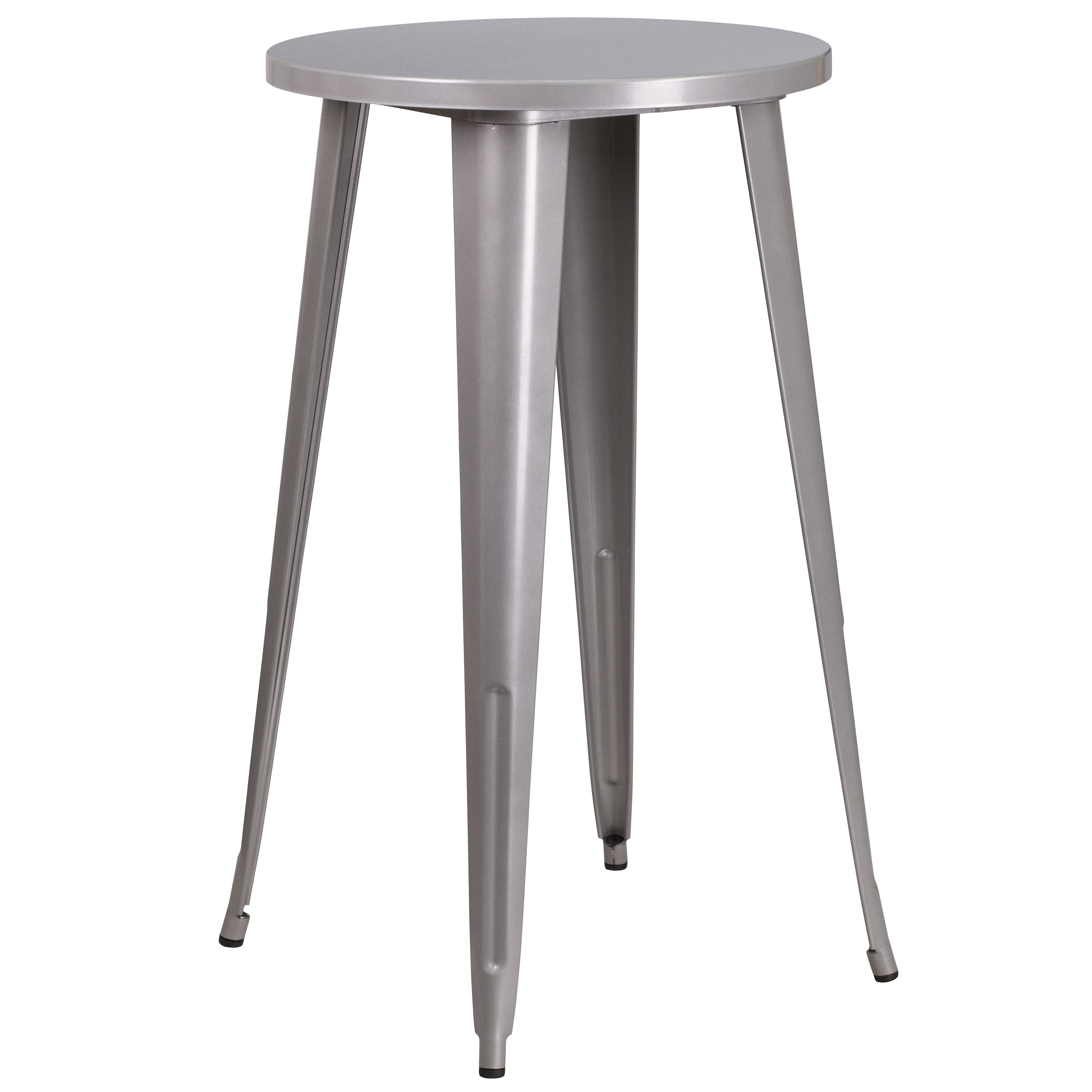 Flash Furniture Commercial Grade 24" Round Silver Metal Indoor-Outdoor Bar Height Table