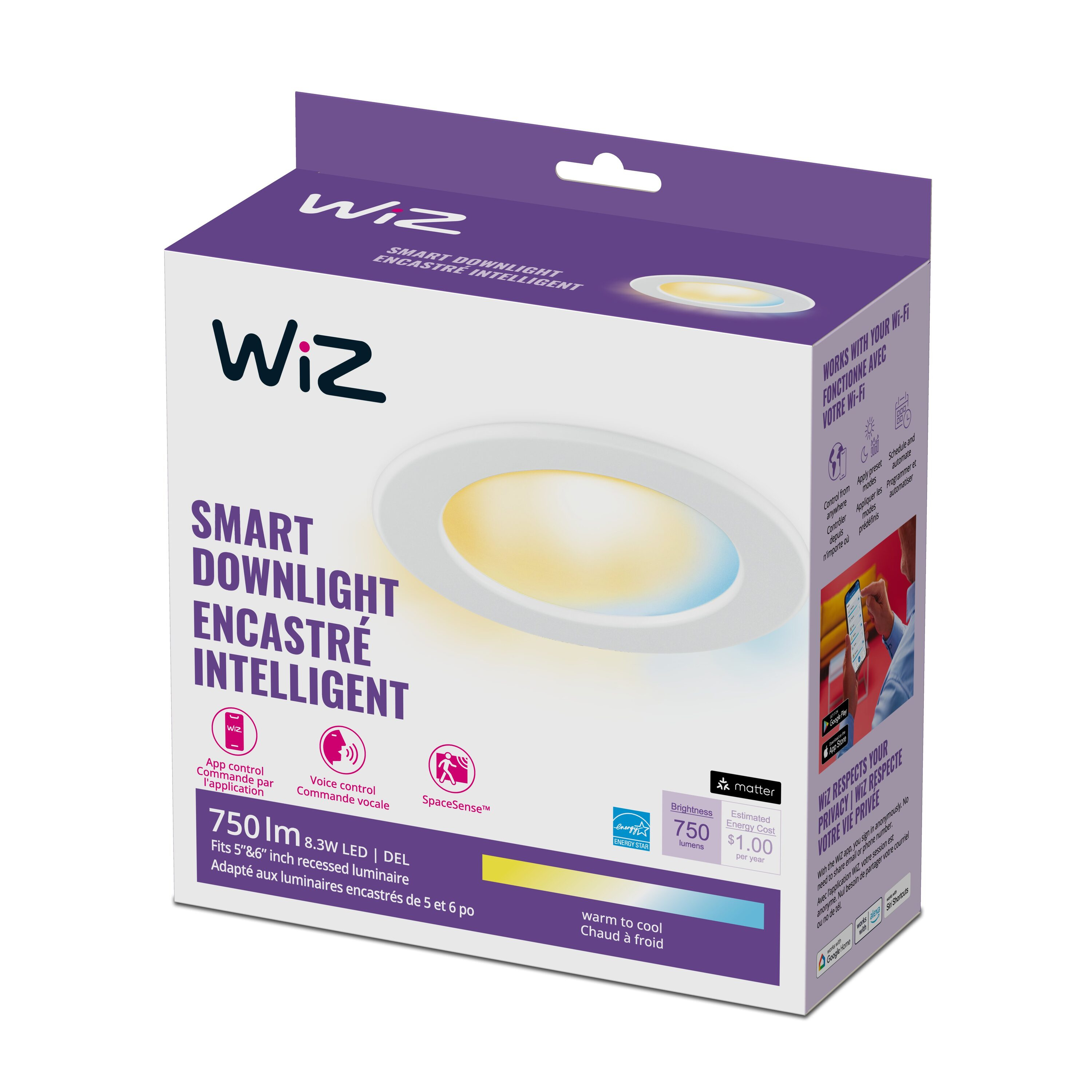 WiZ - 6" Recessed Tunable Wi-Fi Smart LED Downlight - White