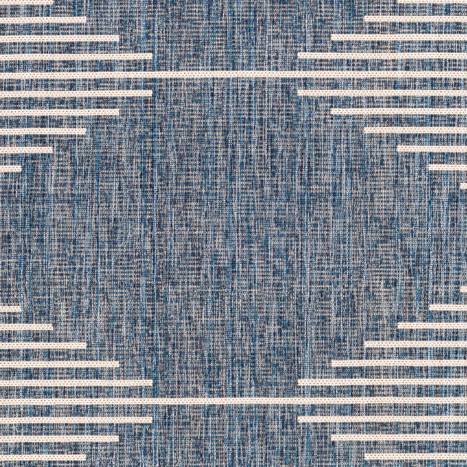 Square Blue Synthetic Easy Care Outdoor Rug 6'7" x 6'7"