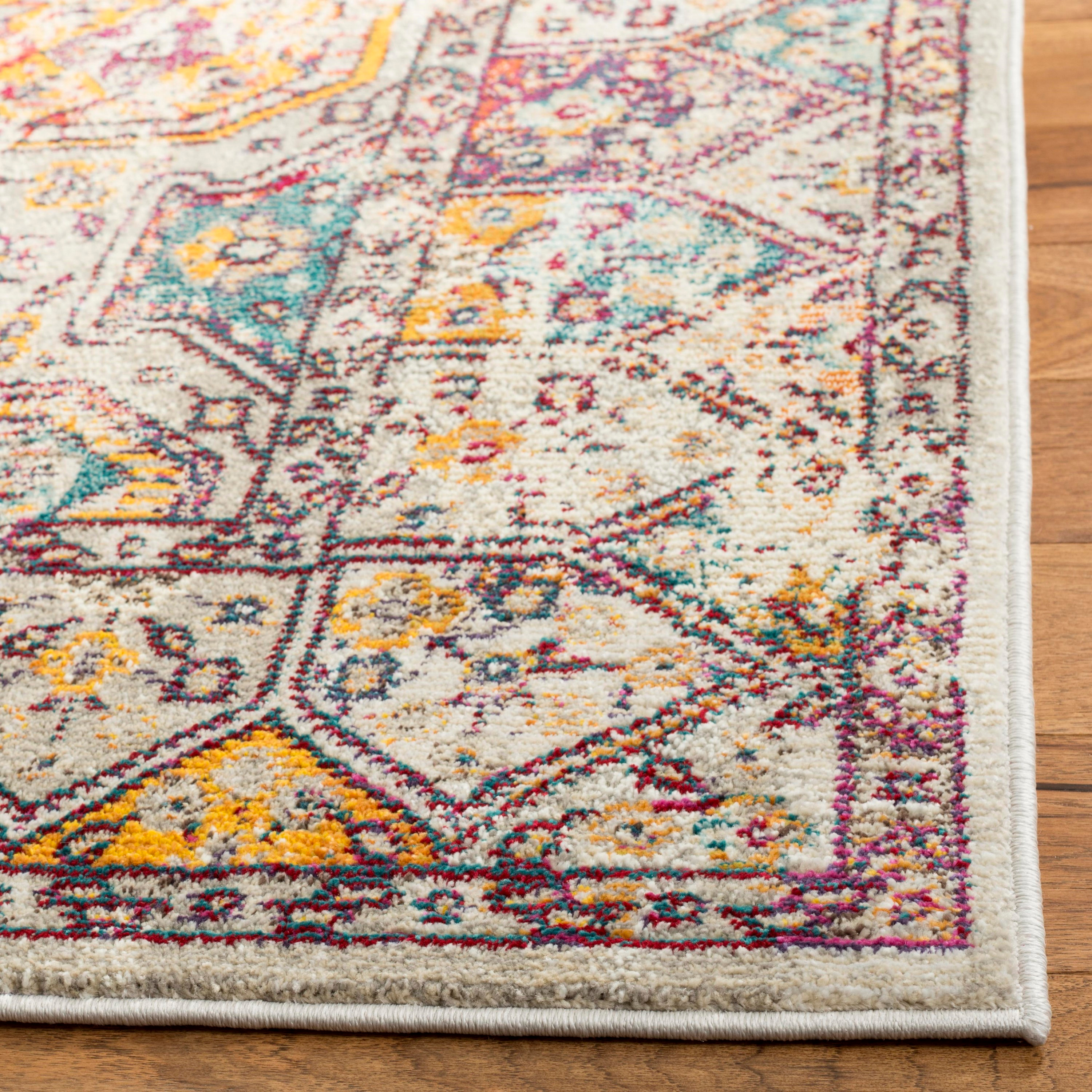 SAFAVIEH Savannah Baldric Faded Transitional Polyester Area Rug, Grey, 3' x 5'