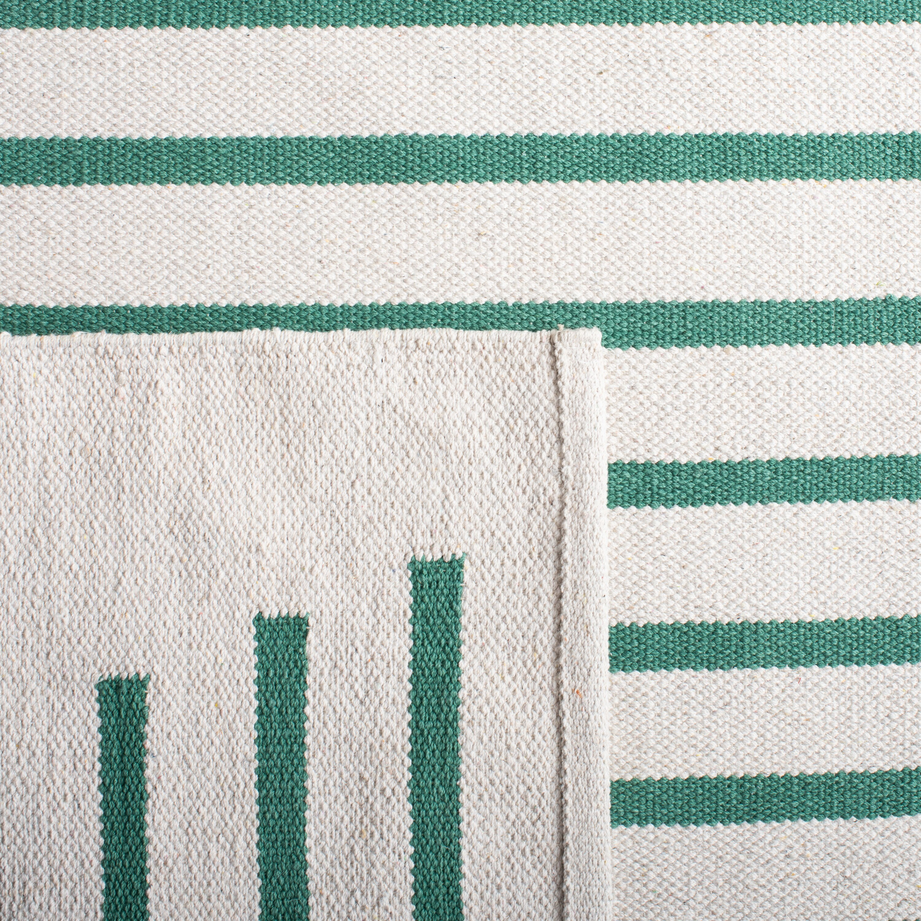 Ivory Geometric Square Cotton Flat Woven Accent Rug - 6'