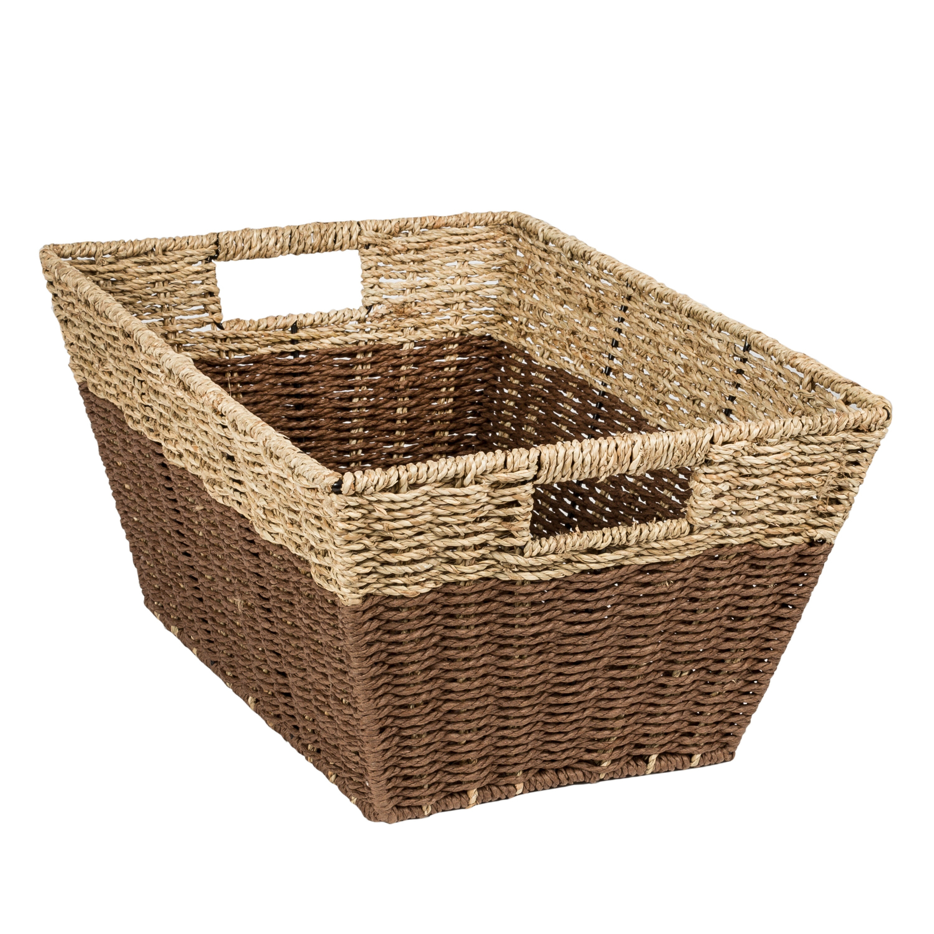Honey-Can-Do Set of 3 Seagrass Nesting Storage Baskets with Cut-out Handles, Natural/Brown
