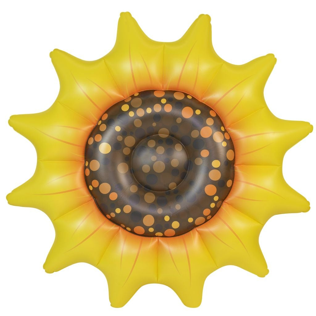 Get Ready for Summer Fun with PoolCandy's Inflatable Sunflower Island Pool Float - Perfect for Parties and Relaxation. The Ultimate Swimming Pool Inflatable Toy.