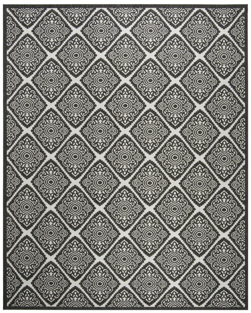 Safavieh Linden Damask 8 x 10 (ft) Loomed Polypropylene Light Gray/Charcoal Rectangular Indoor Trellis Coastal Area rug