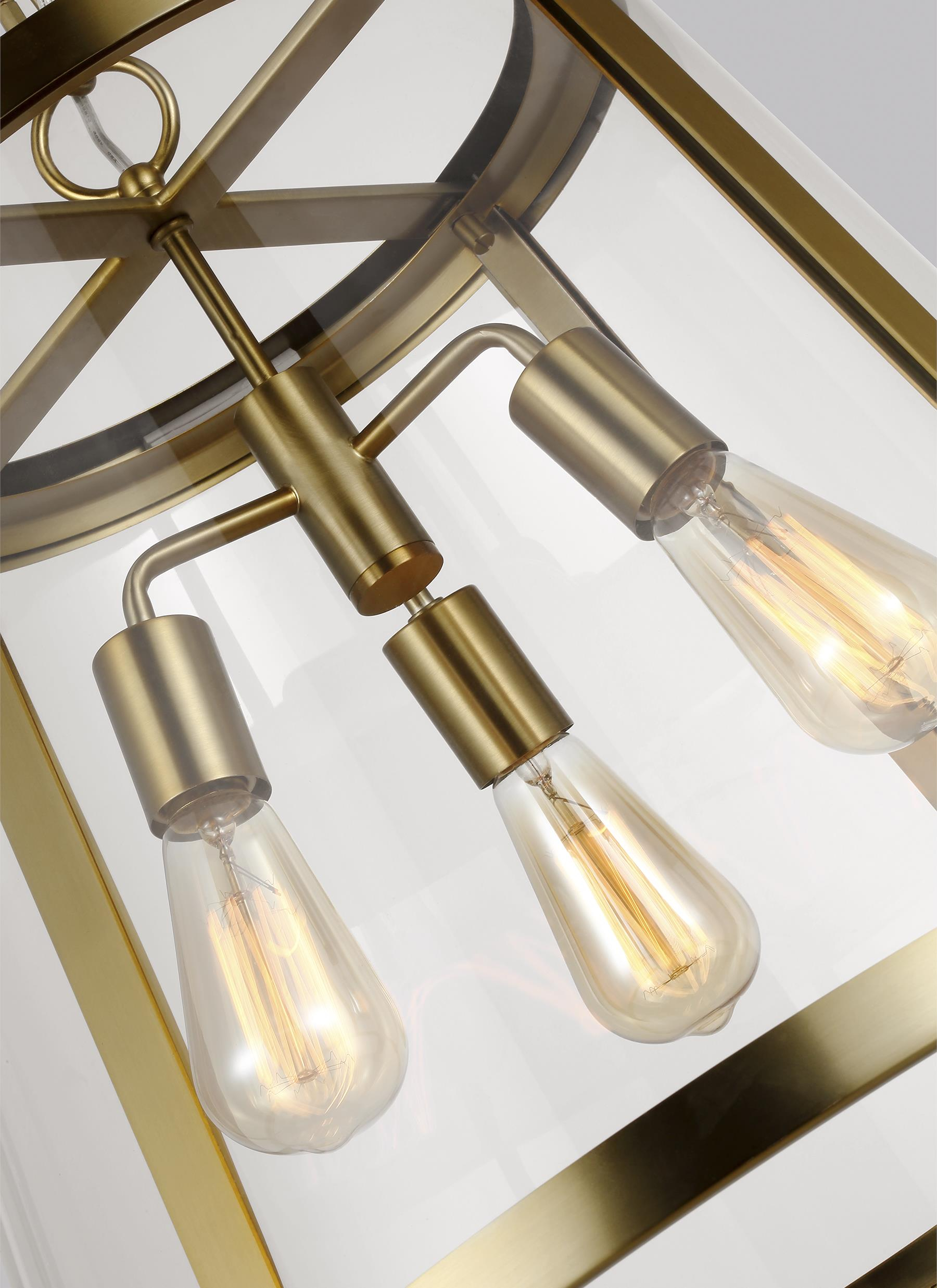 Mini Harrow 3-Light Burnished Brass Pendant with Clear Glass