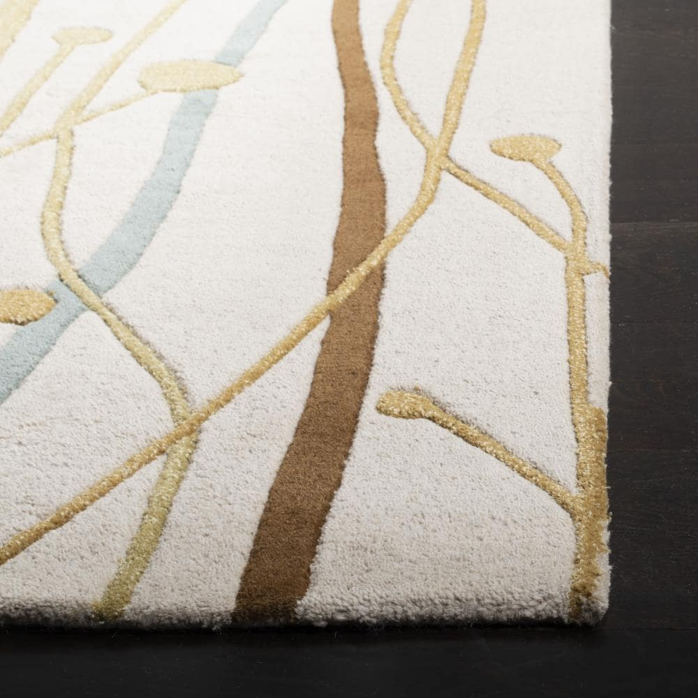 Safavieh Soho Ubax 5 x 8 (ft) Tufted Wool Beige/Multi Rectangular Indoor Floral/Botanical Farmhouse/Cottage Area rug