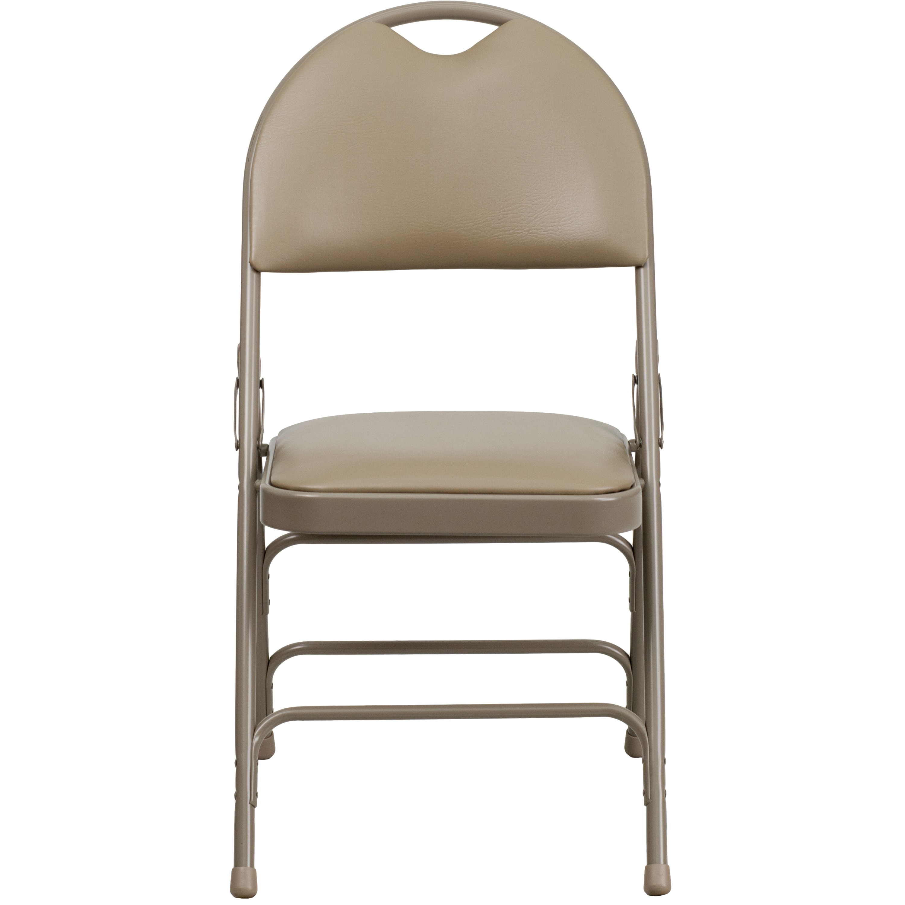 Executive Beige Vinyl High-Back Armless Chair with Metal Frame