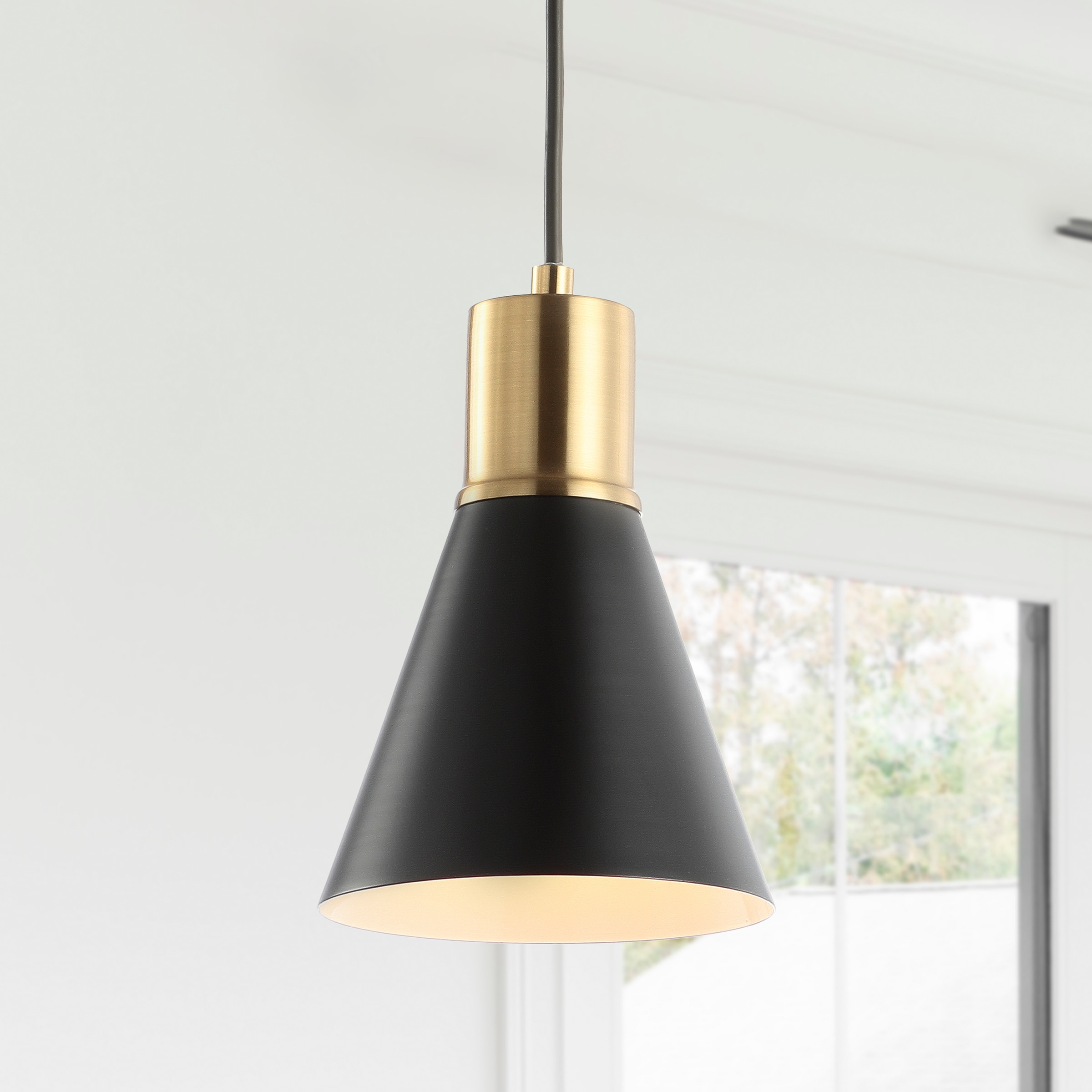 Apollo 6" Black and Brass Gold LED Pendant Light