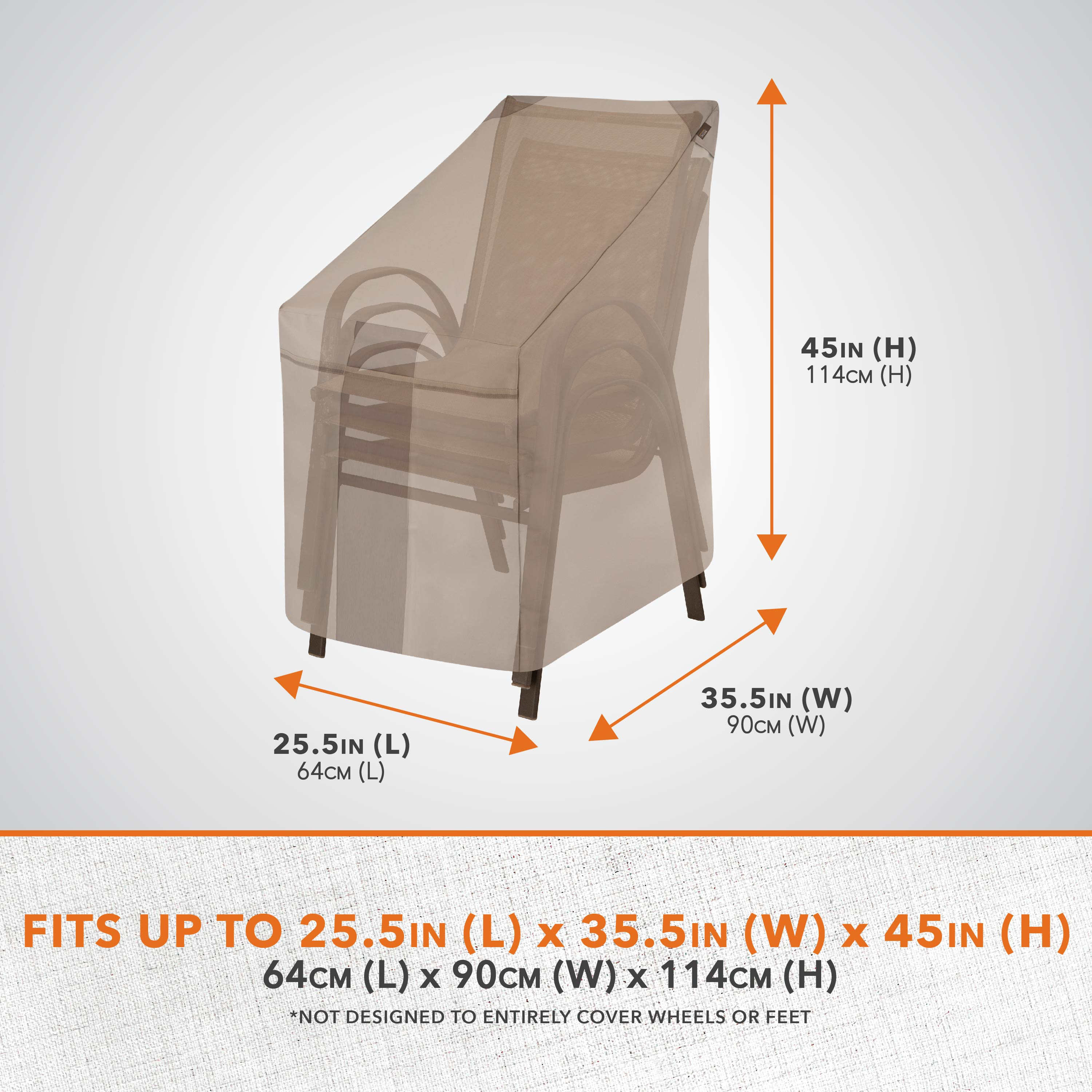 Modern Leisure Monterey Outdoor Stackable Patio Chair Cover, 25.5"L x 35.5"W x 45"H, Beige