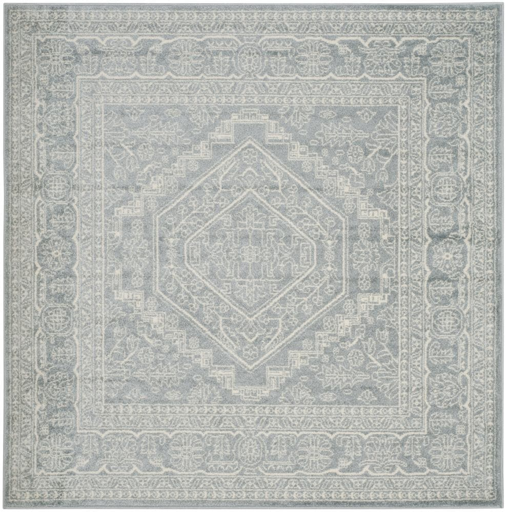 SAFAVIEH Adirondack Xavier Traditional Area Rug, Slate/Ivory, 10' x 10' Square