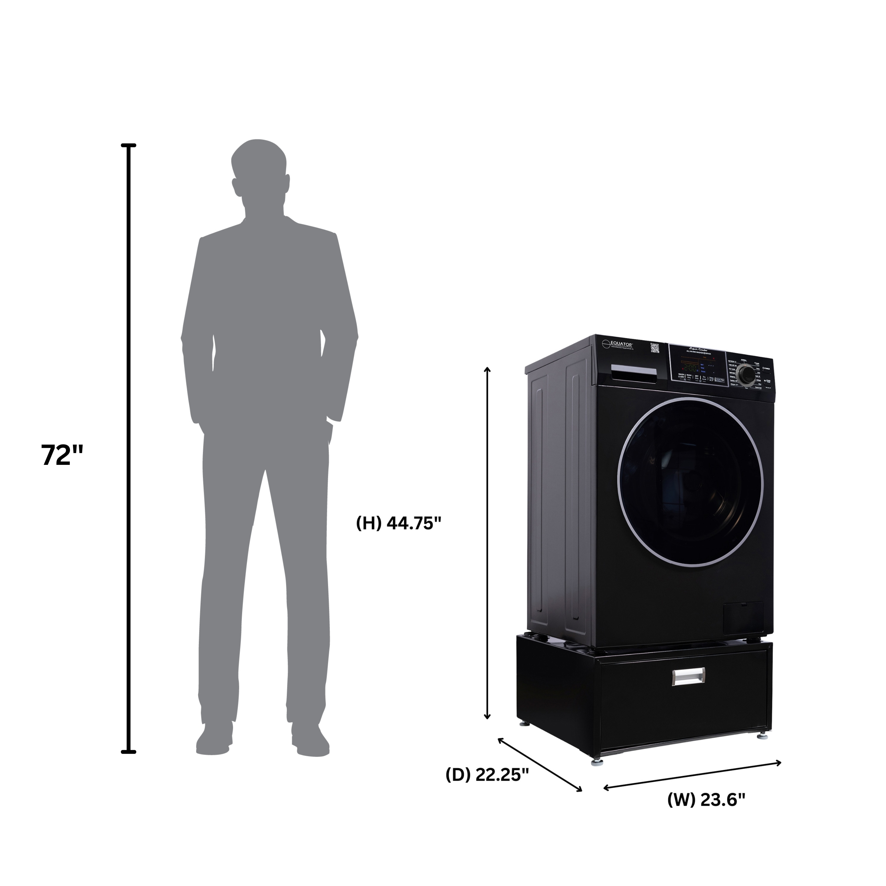 All-in-one Washer Dryer CONVERTIBLE PET Sanitize Cycle 15 lbs 1400RPM+Pedestal