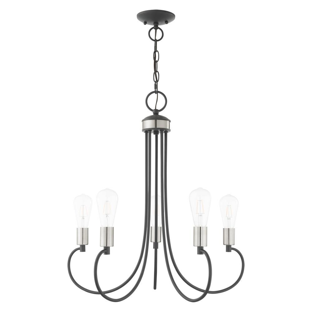 Mini Bari 5-Light Scandinavian Gray Crystal Candle Chandelier
