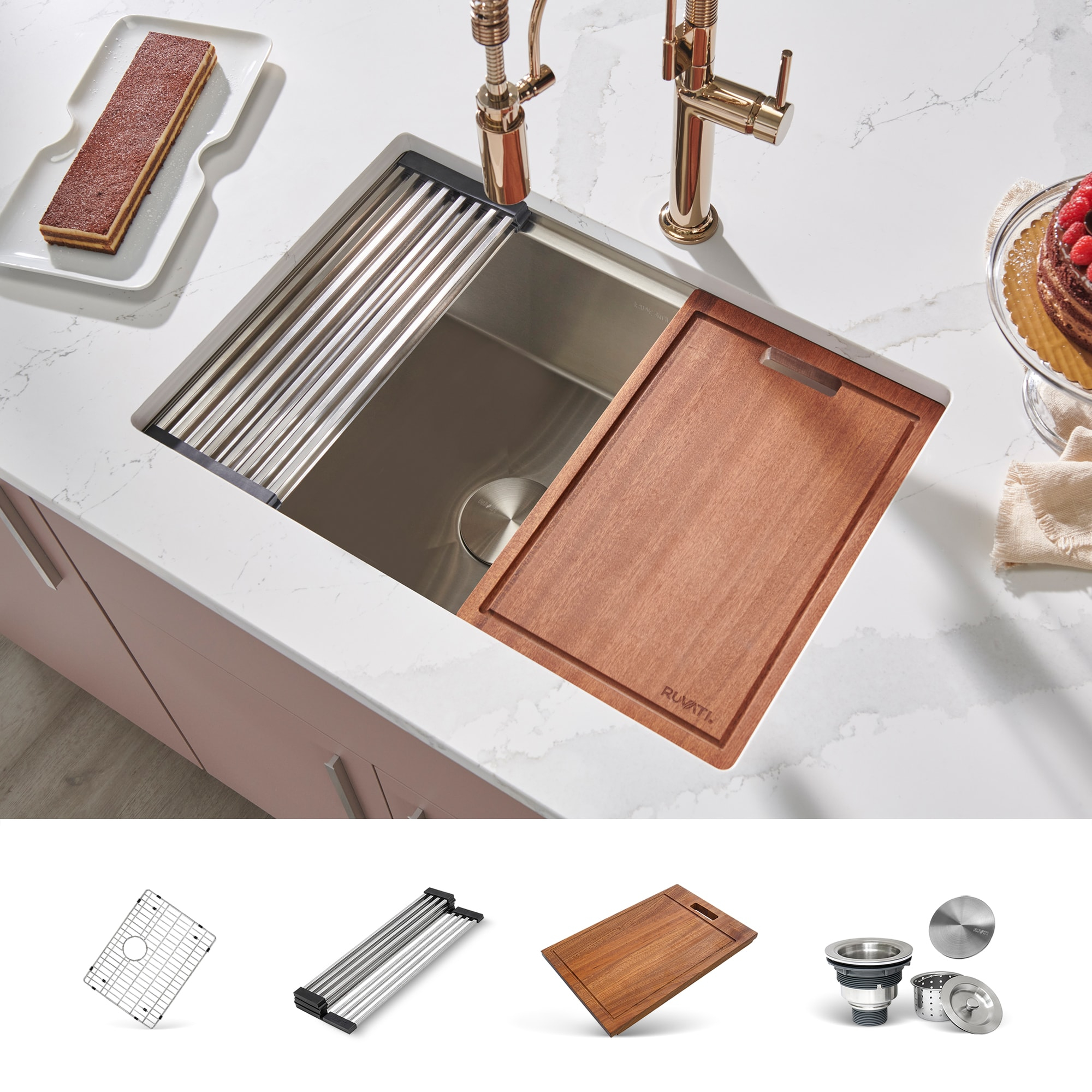 27-Inch Stainless Steel Workstation Kitchen Sink with Accessories