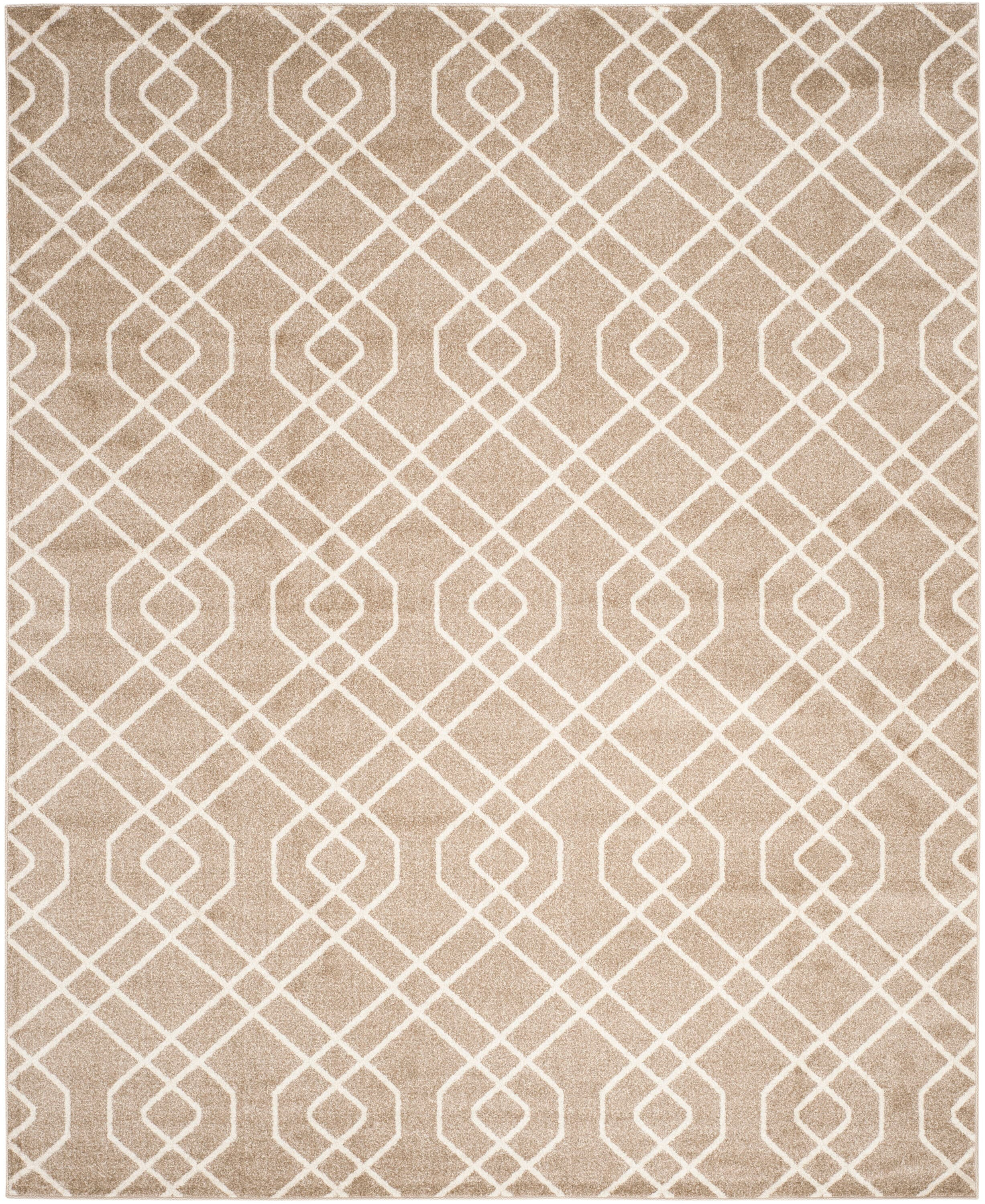 Wheat Beige 8' x 10' Geometric Easy-Care Area Rug