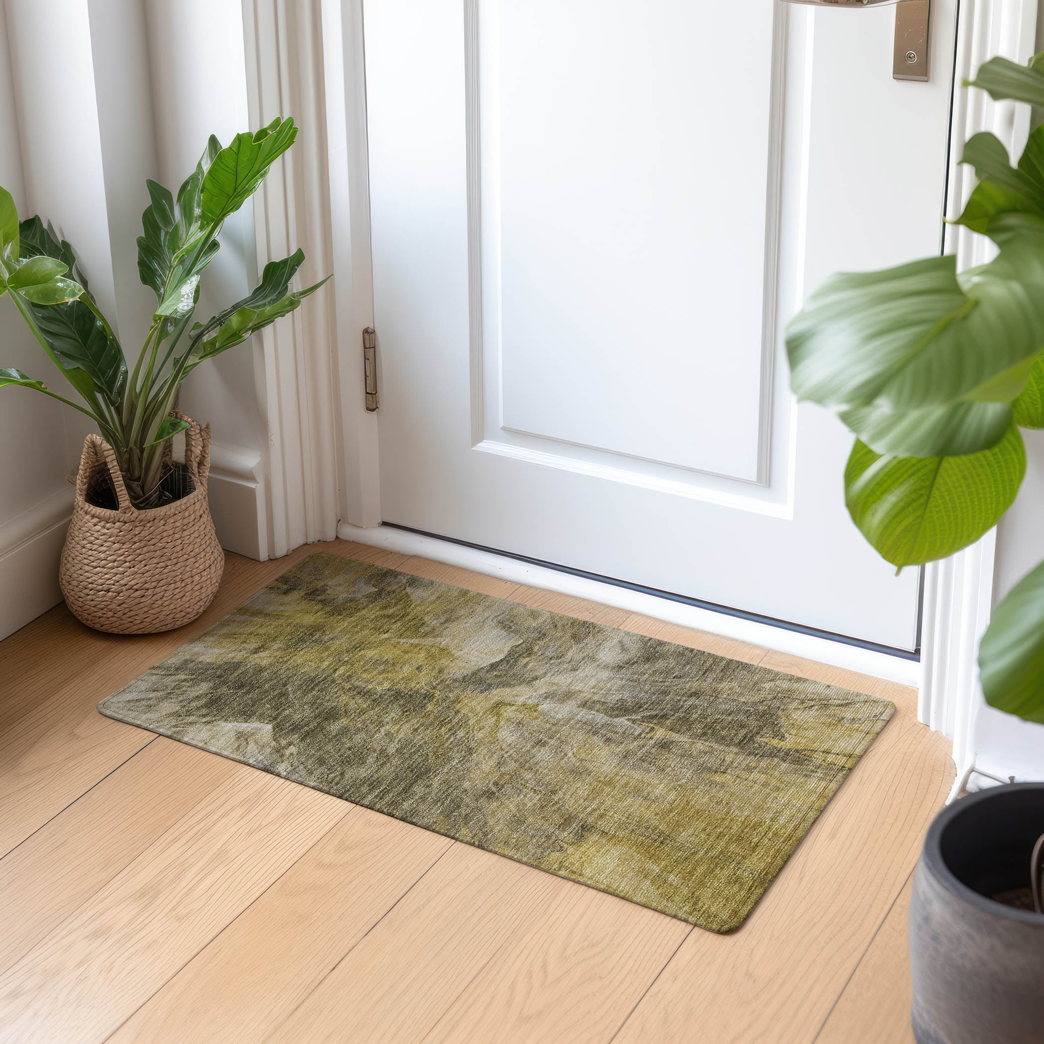 Addison Rugs Machine Washable Indoor/ Outdoor Chantille Contemporary Splash Rug Taupe - 1'8" x 2'6"