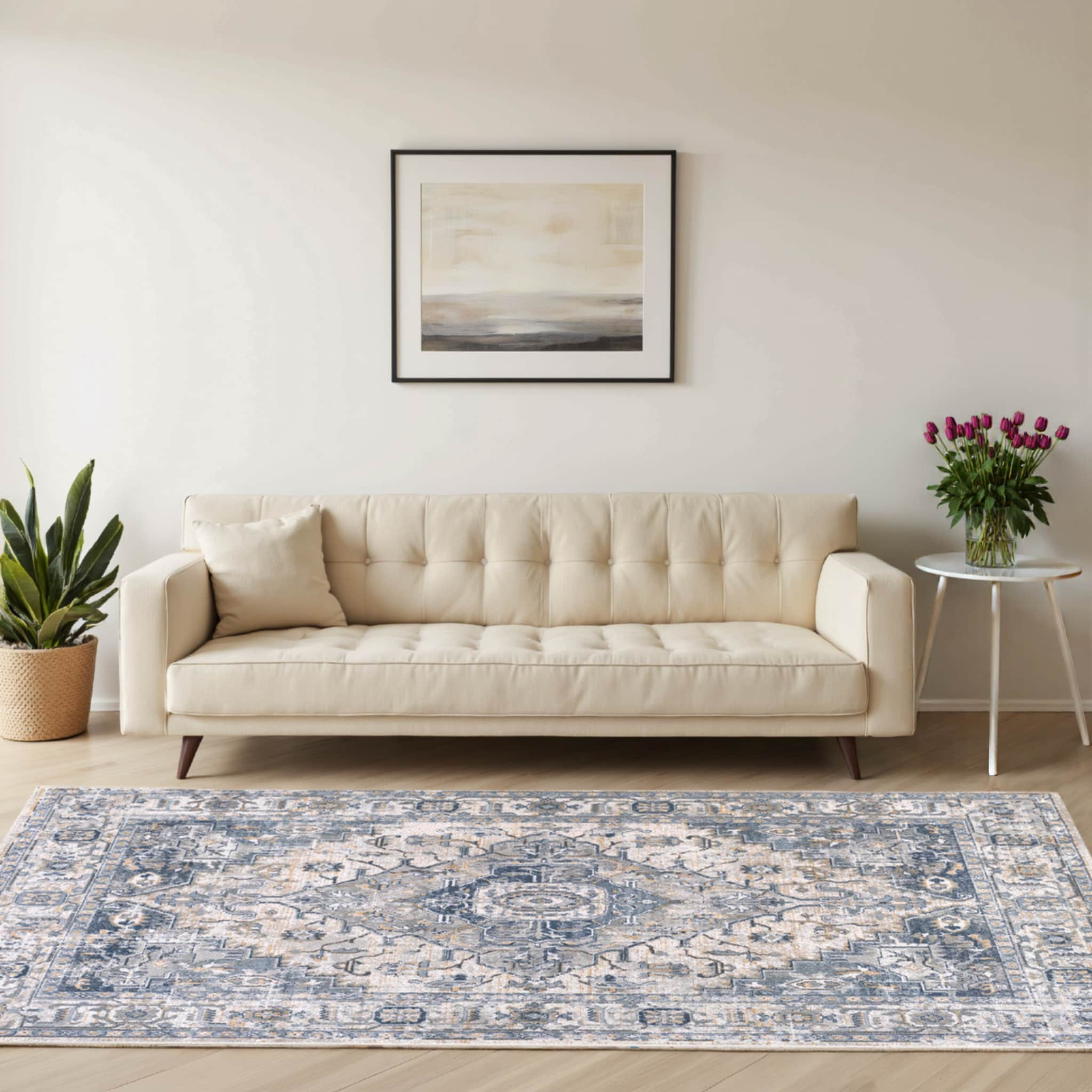 Modern Gray Rectangular Synthetic Rug 7'10" x 10'