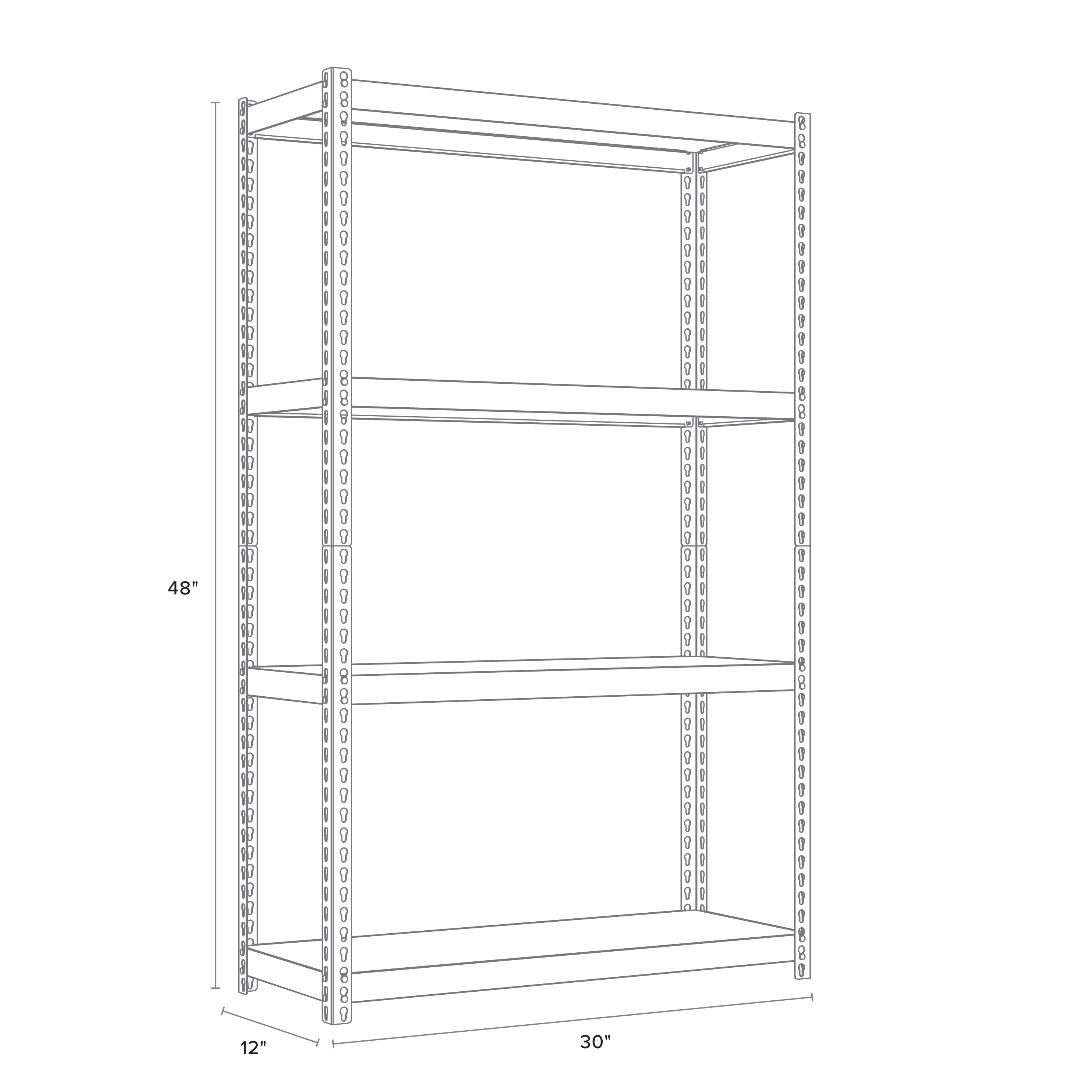 Space Solutions 1000 Riveted Metal Shelving 4-Shelf Unit in Black