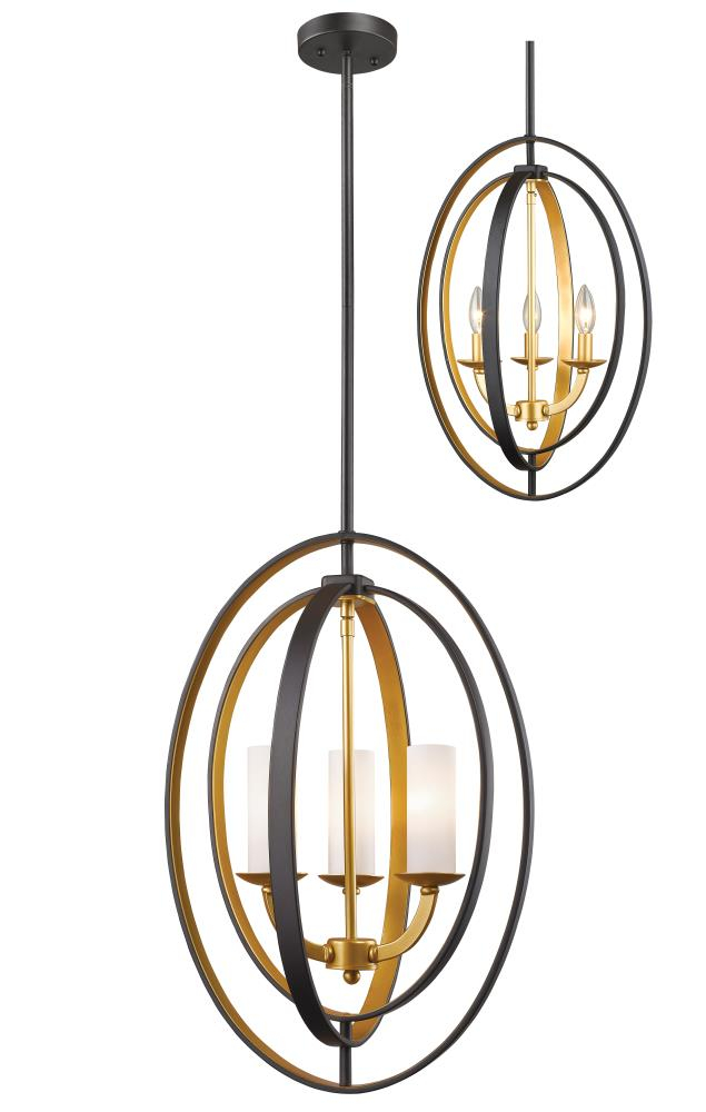 3 Light Pendant In Architectural Style 15.13 Inches Wide By 23 Inches High-Bronze Gold Finish Z-Lite 6004-3S-Bzgd
