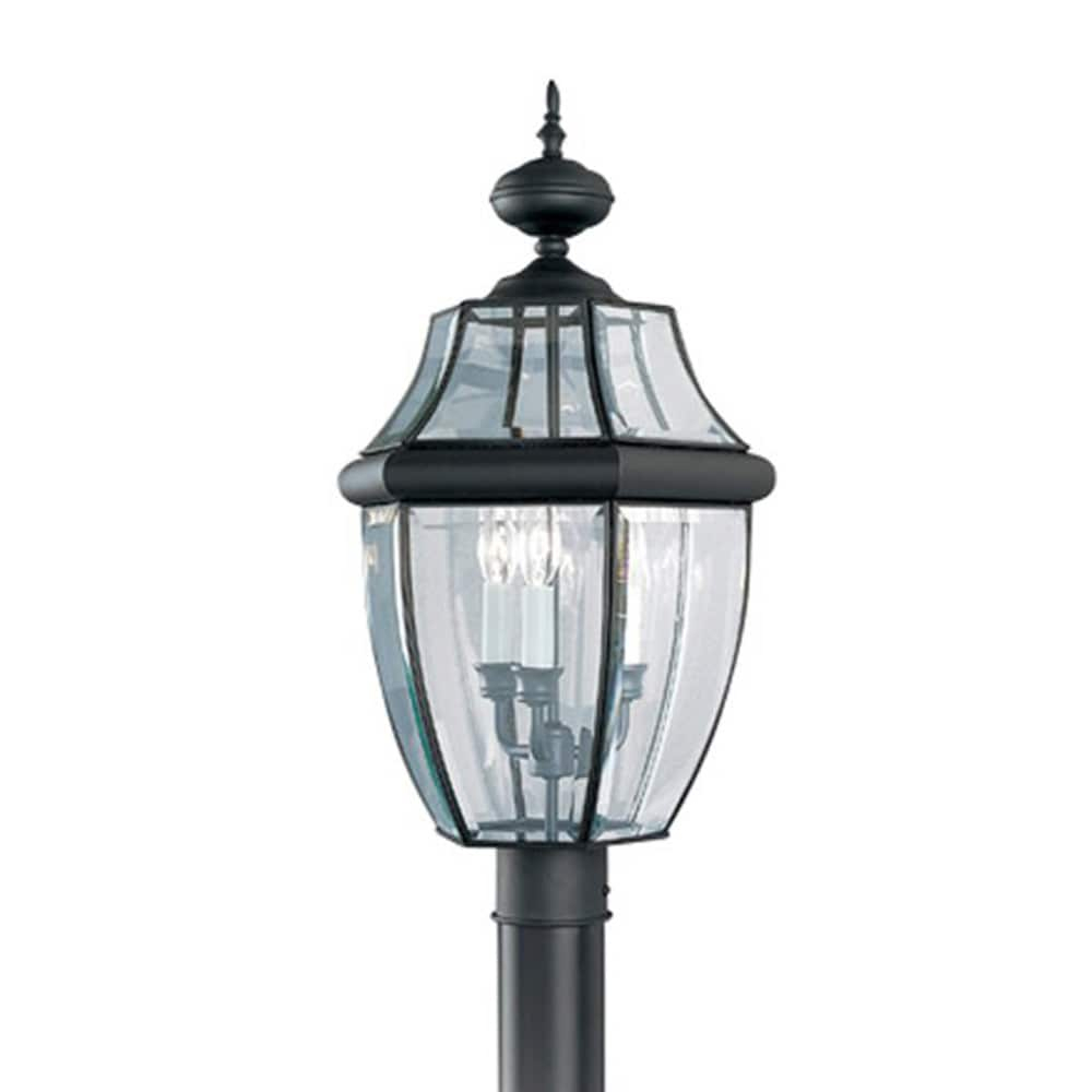 Sea Gull Lighting 8239-12 Lancaster Outdoor Post Lantern Outside Fixture, 24'' Height, Black