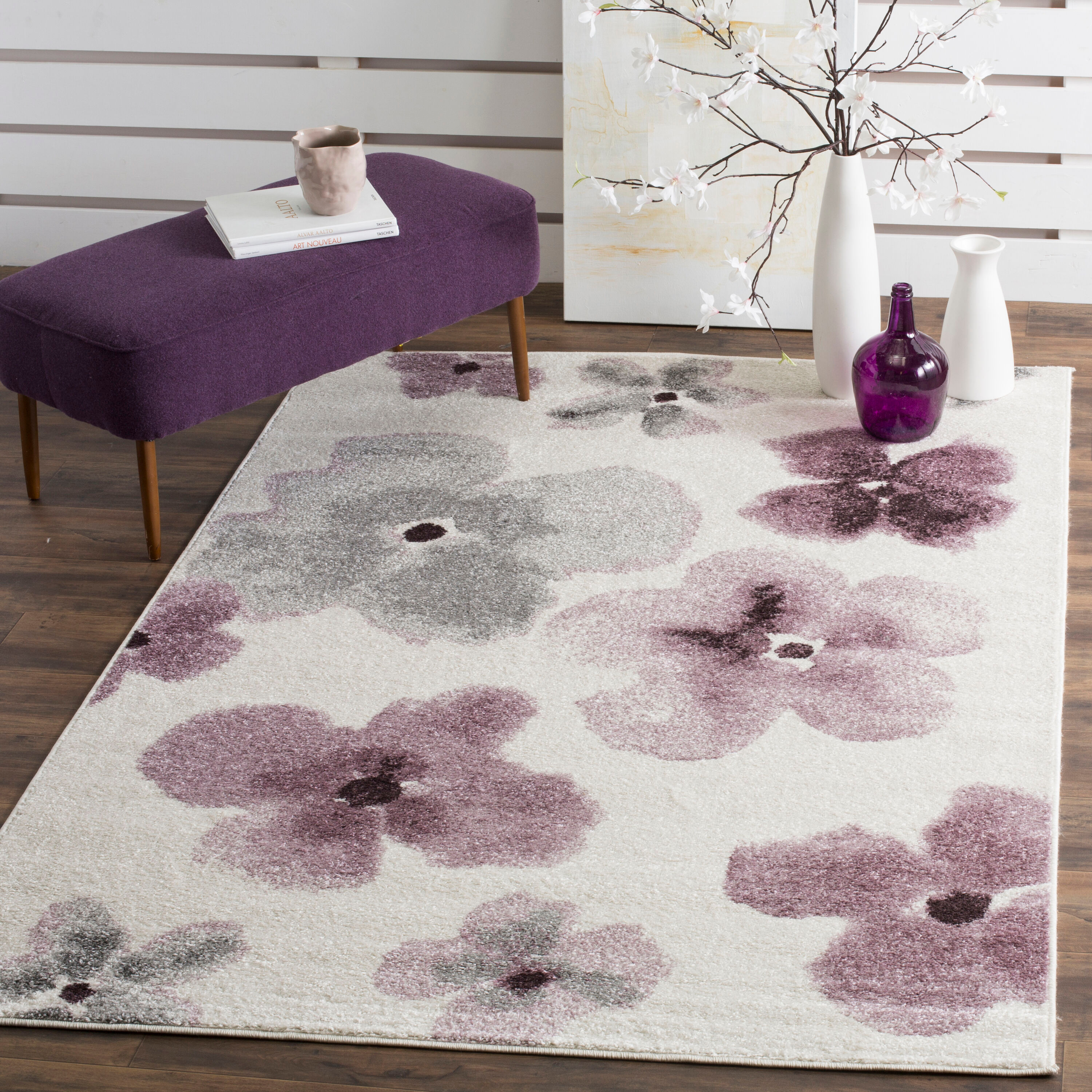 Adirondack ADR123 Power Loomed Area Rug - Ivory/Purple - 6'x6' - Safavieh.