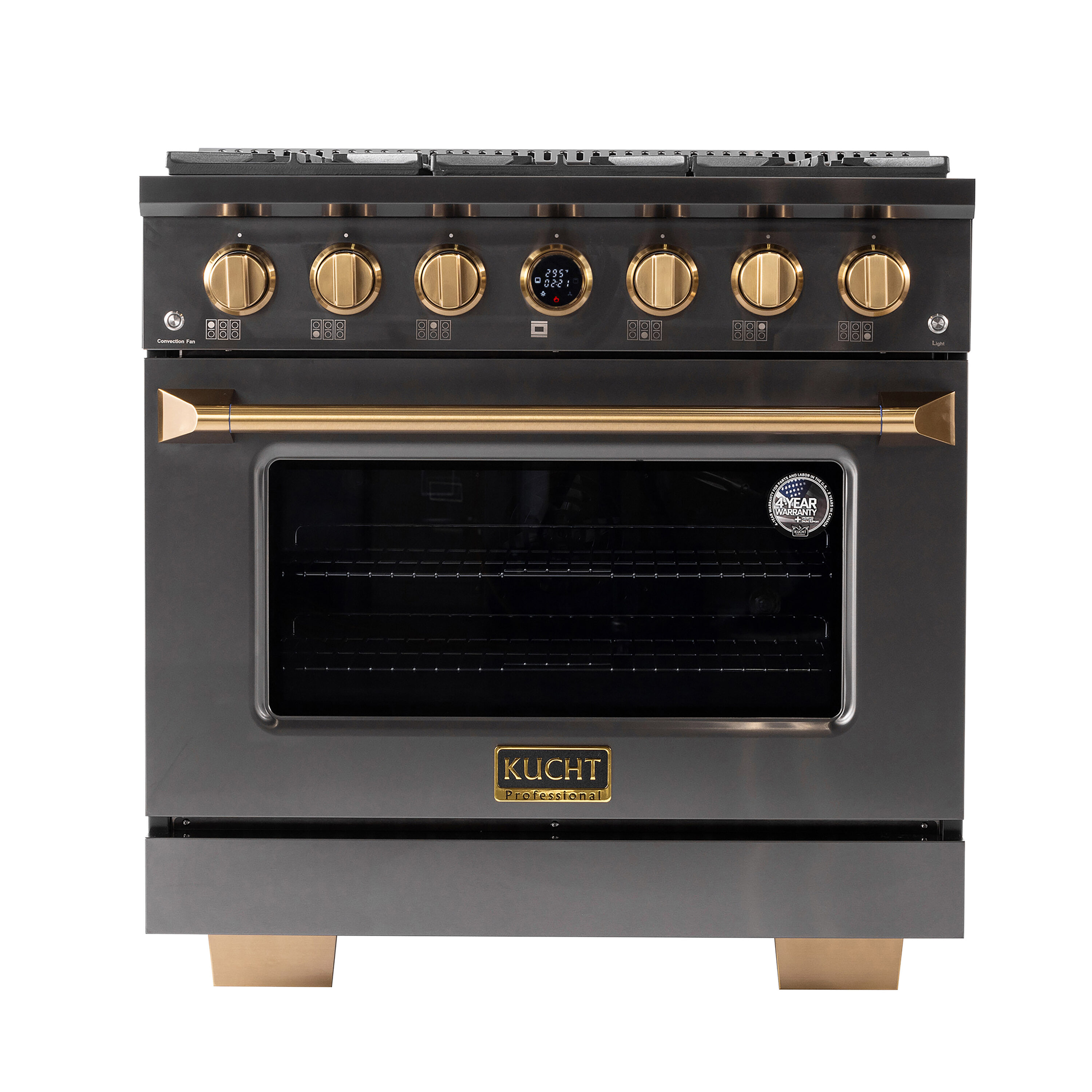 36 in. 5.2 cu. ft. Dual Fuel Range for Natural Gas in Titanium Stainless Steel.