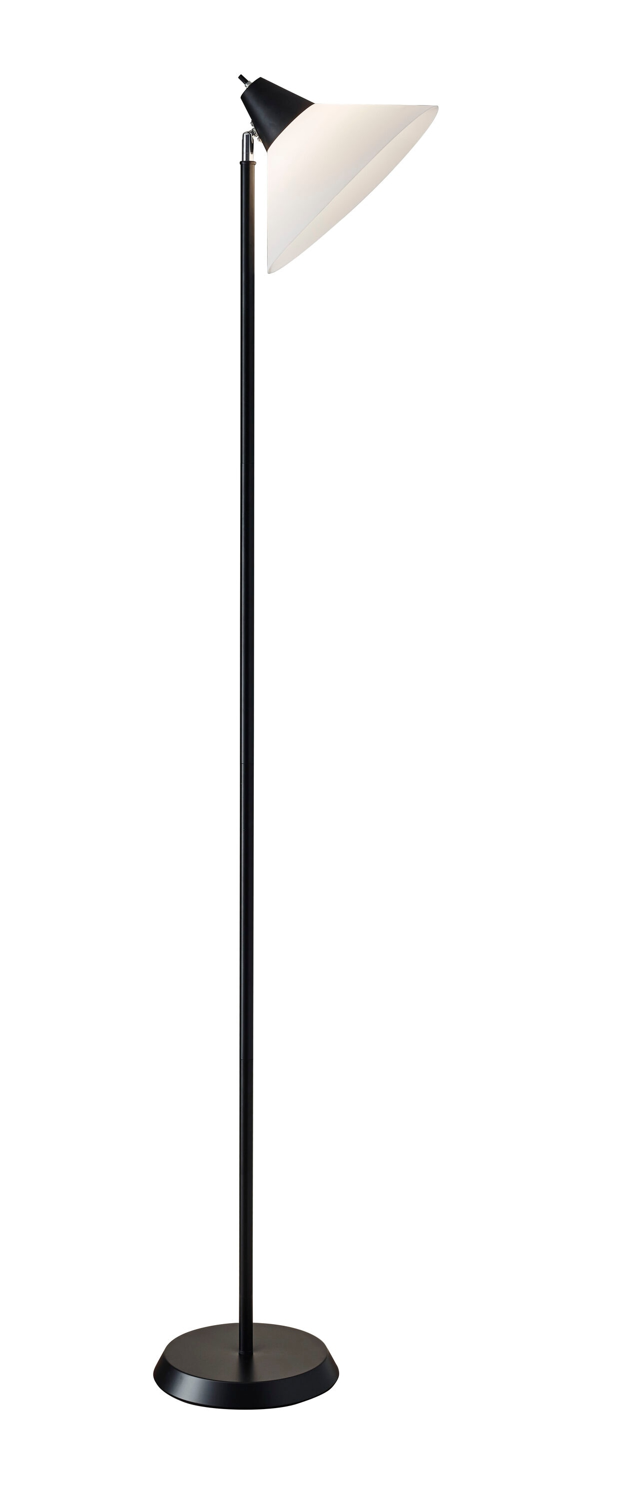 Adesso Home Decor Office Swivel Standing Floor Pole Lamp Light w/ Shade, Black
