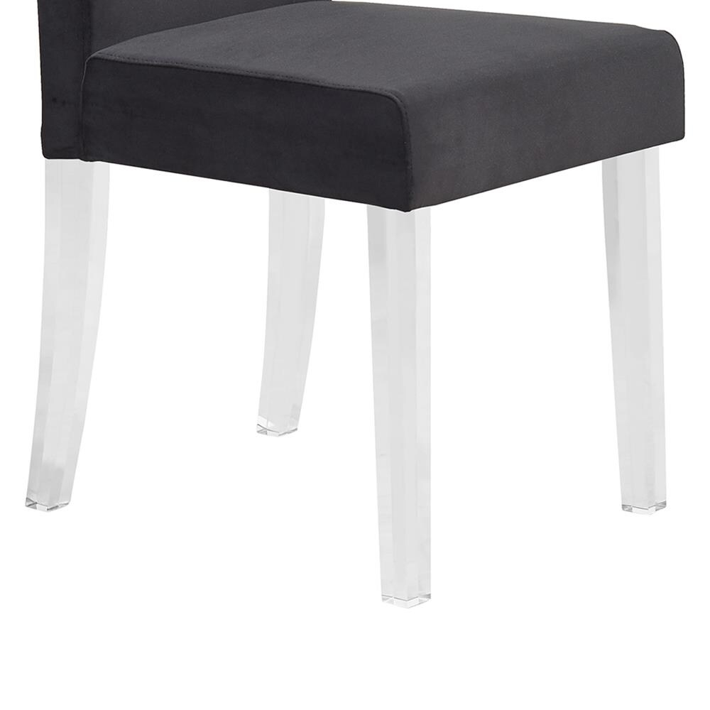 Black Velvet High Back Upholstered Side Chair with Acrylic Legs